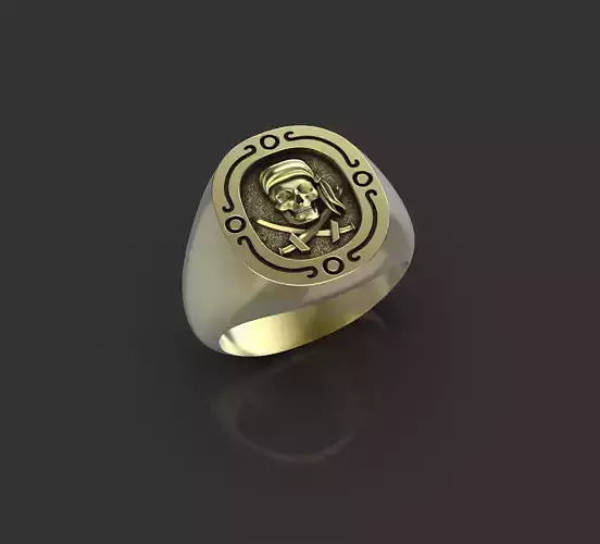 Jolly Roger skull pirate ring 3D print model