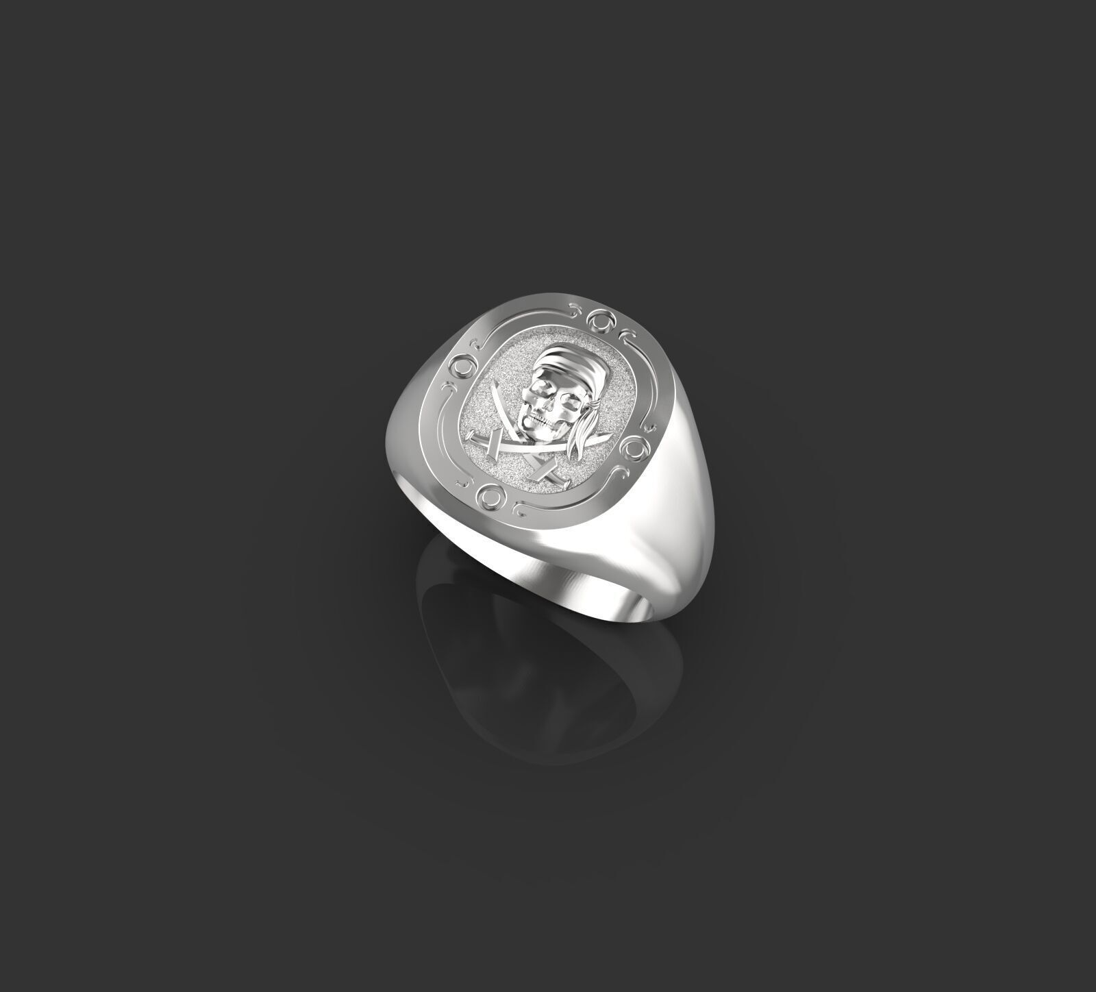 Jolly Roger skull pirate ring 3D print model_25