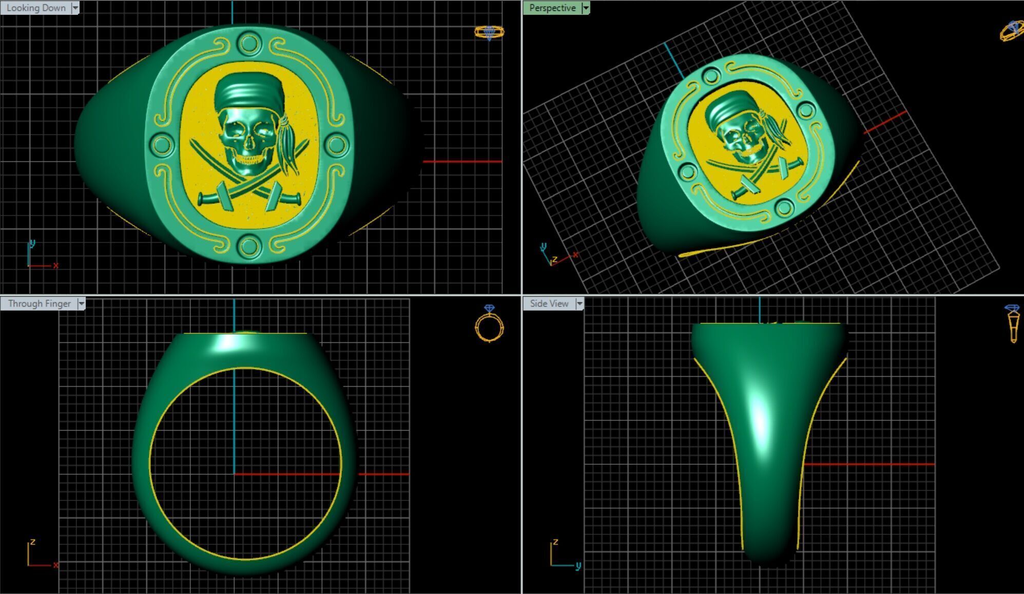 Jolly Roger skull pirate ring 3D print model_18