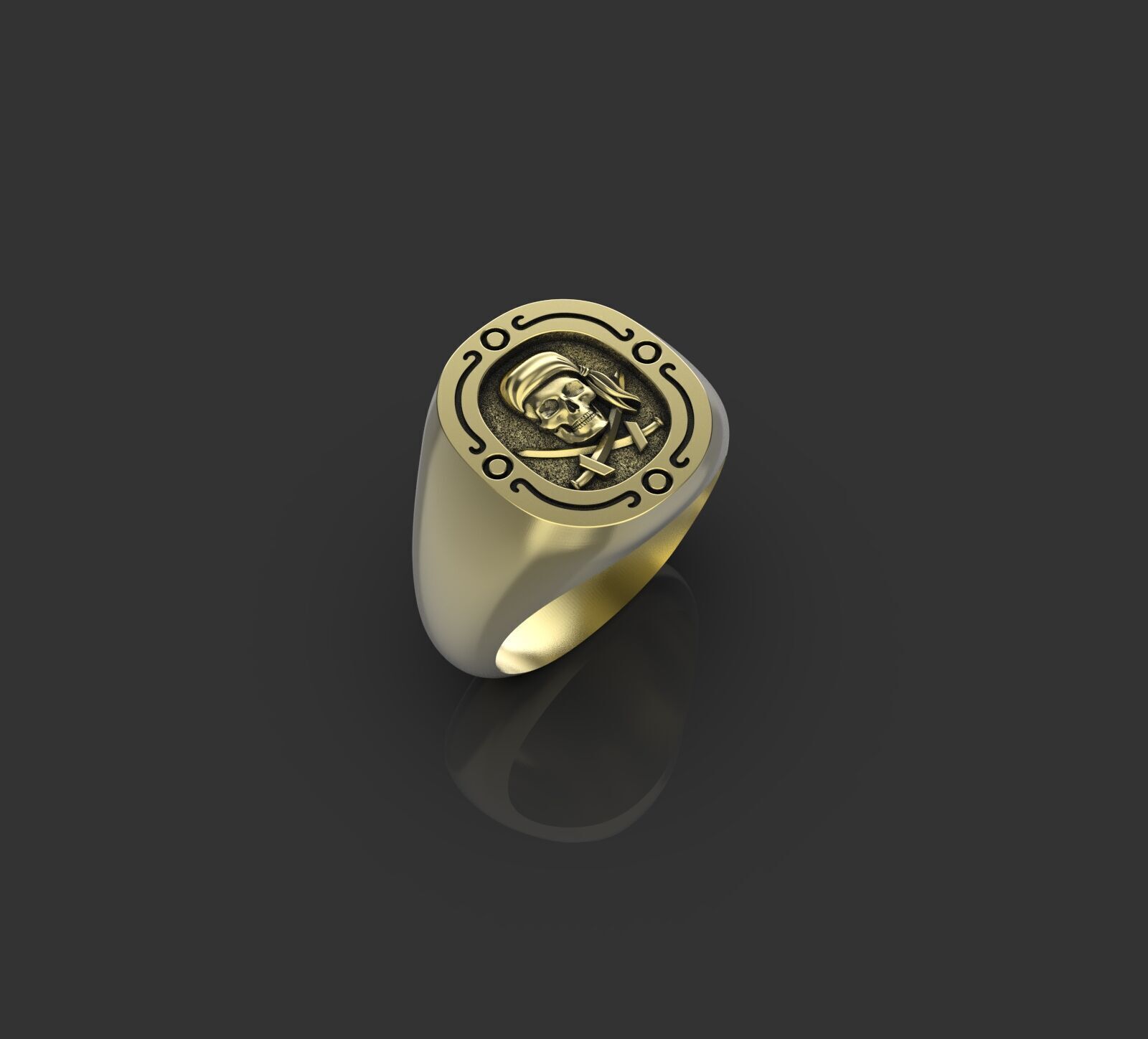 Jolly Roger skull pirate ring 3D print model_30