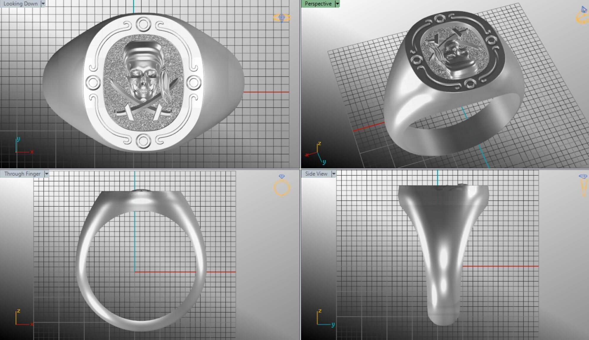 Jolly Roger skull pirate ring 3D print model_20