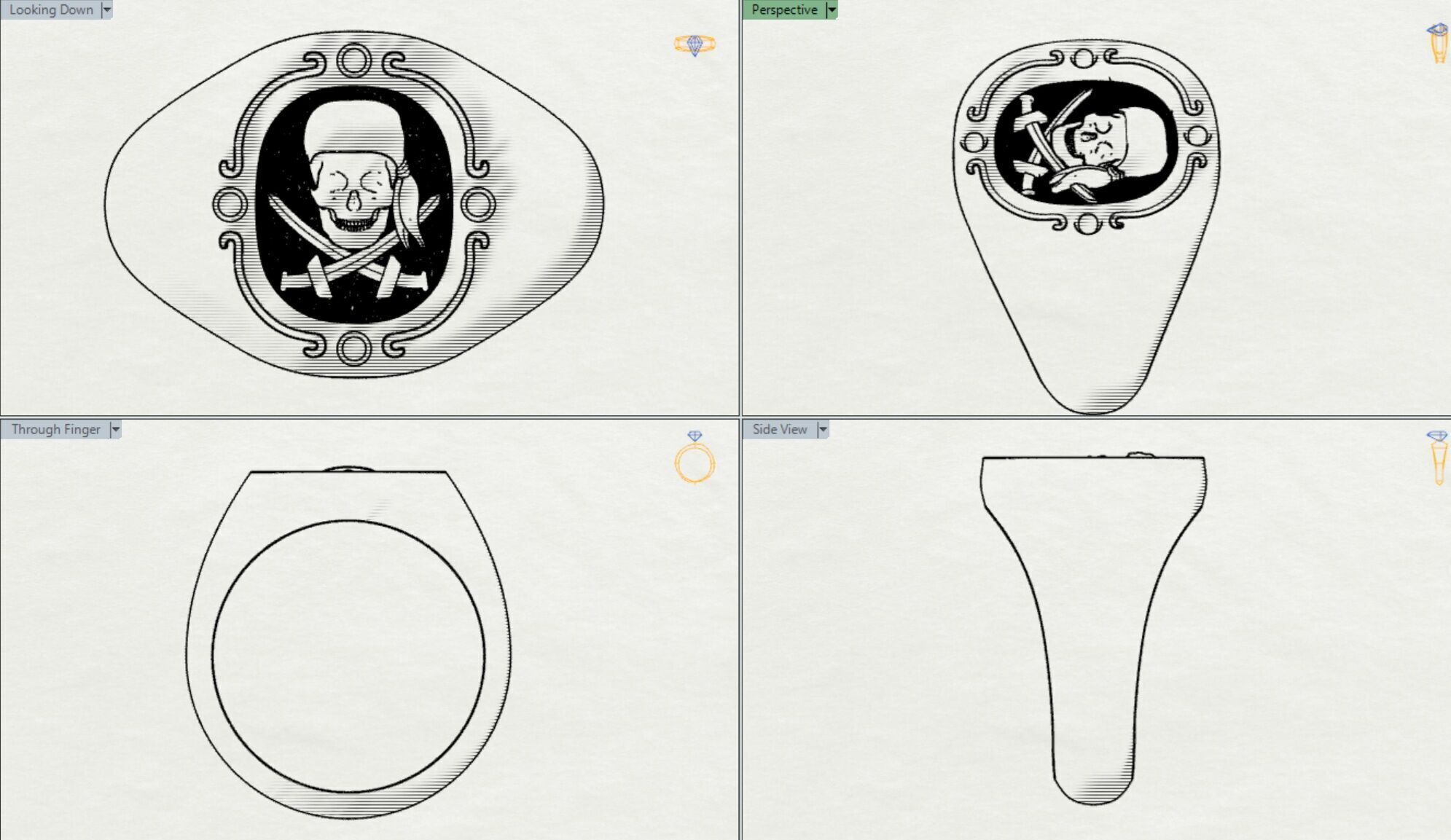 Jolly Roger skull pirate ring 3D print model_21