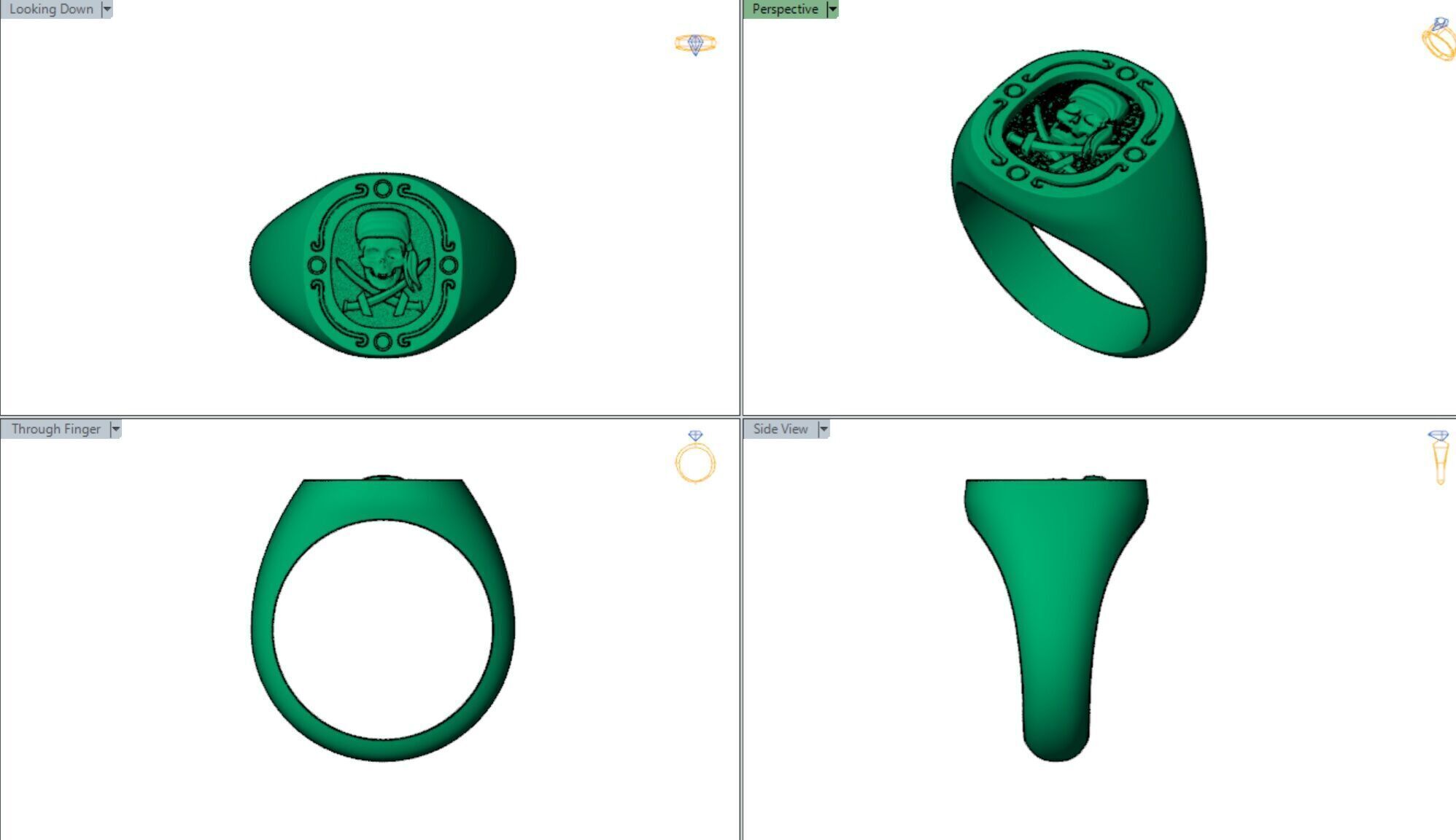 Jolly Roger skull pirate ring 3D print model_16