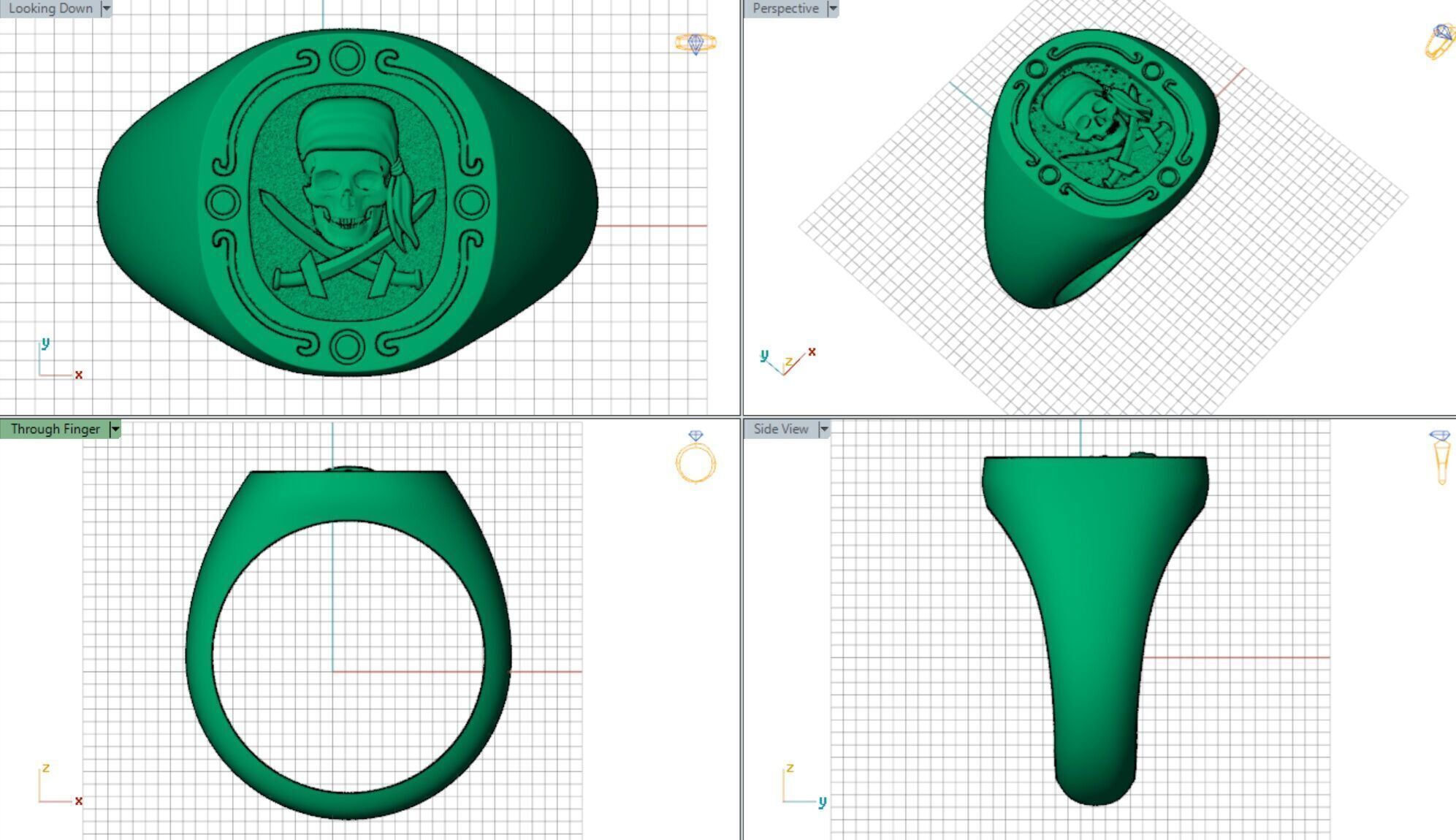 Jolly Roger skull pirate ring 3D print model_17