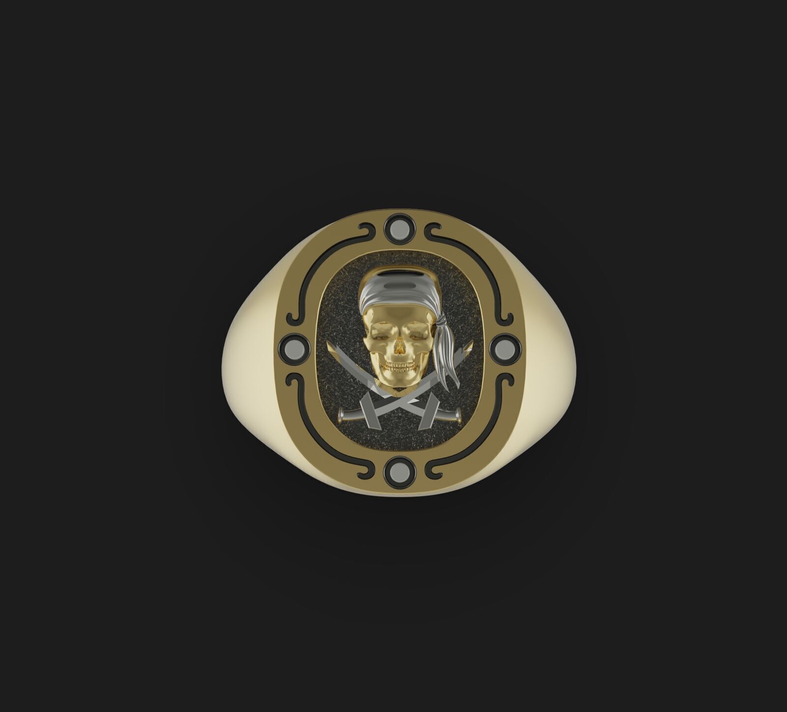 Jolly Roger skull pirate ring 3D print model_1