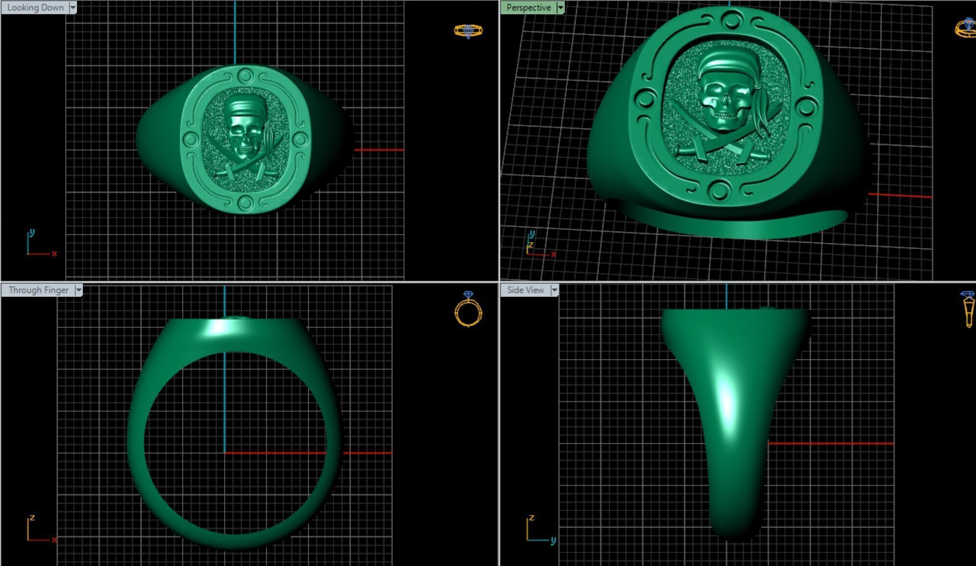Jolly Roger skull pirate ring 3D print model_5