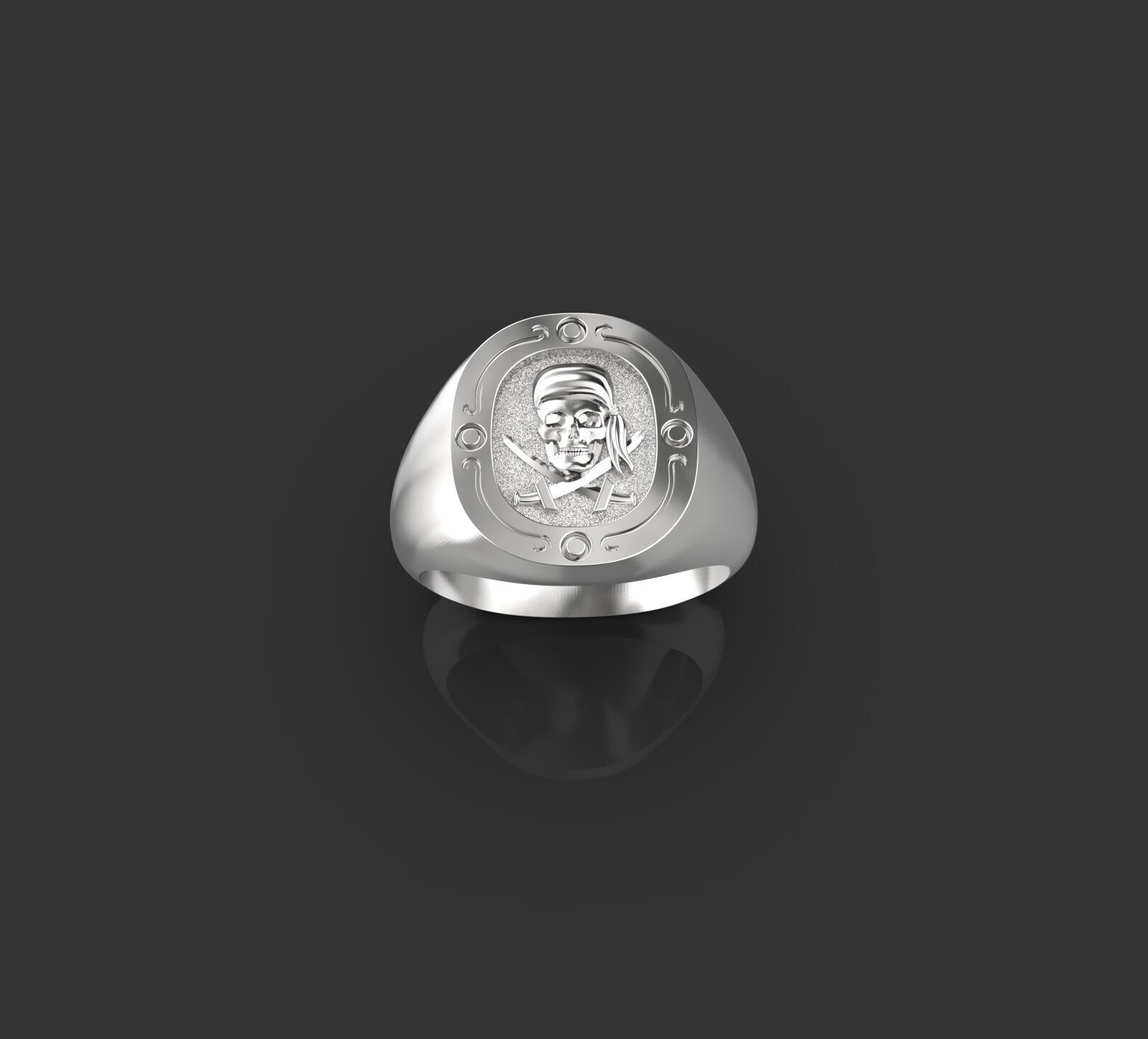 Jolly Roger skull pirate ring 3D print model_9