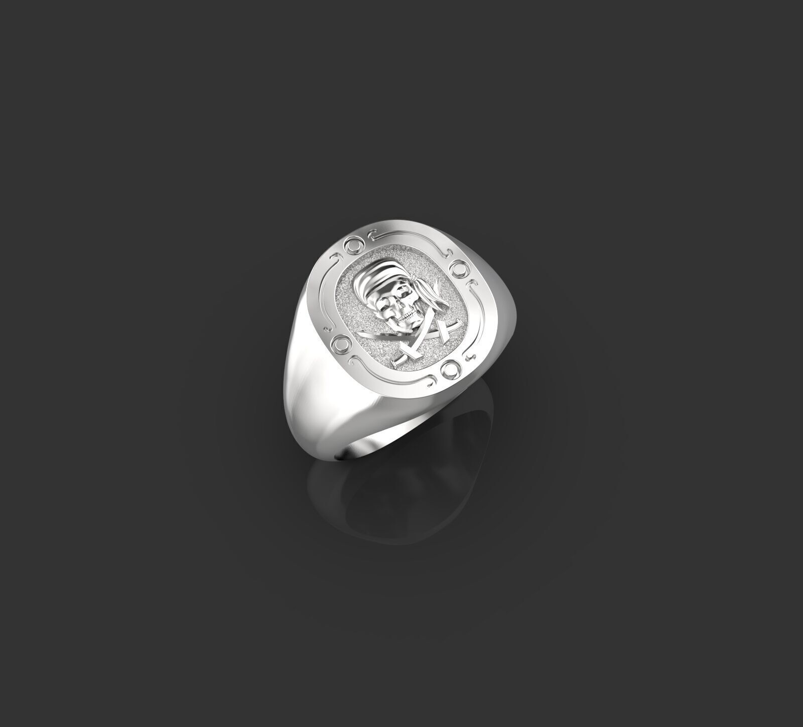 Jolly Roger skull pirate ring 3D print model_24