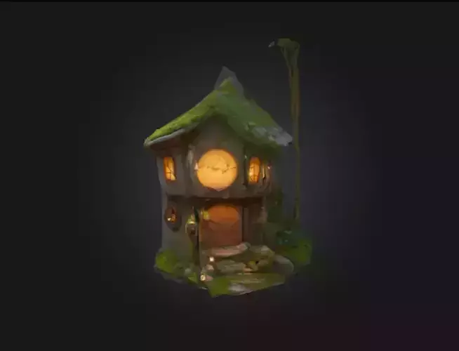 Ghibli-Inspired Forest Tea House 3D Model Stylized Studio Ghibli