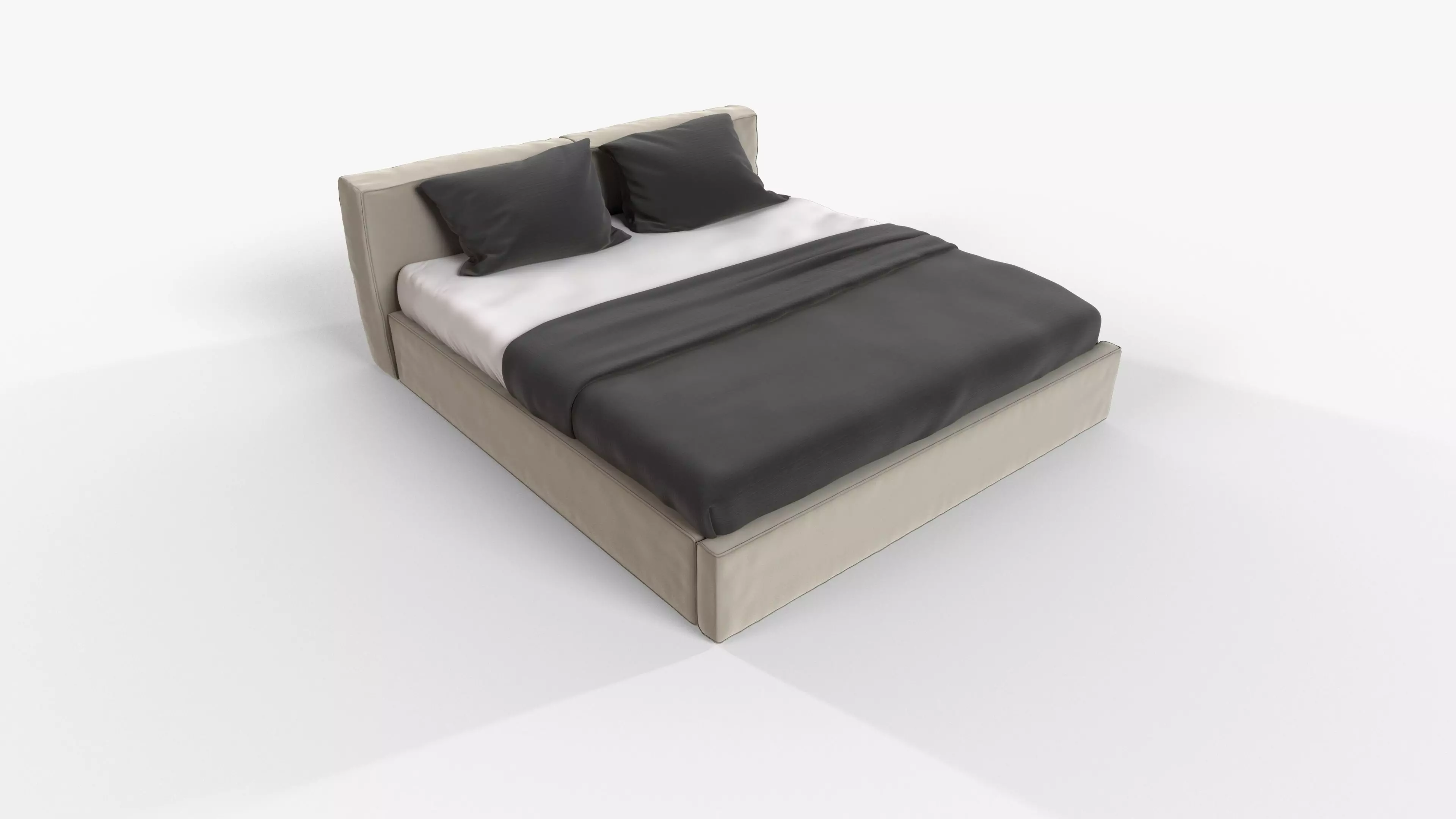 White Textile Bed 3D model