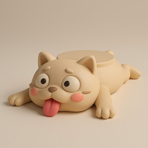 Squishy Cat Cup Holder 3D Print Low-poly 3D print model