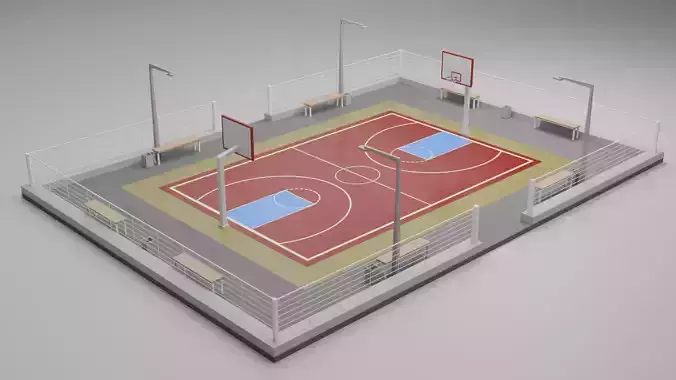 Cartoon Basketball Court