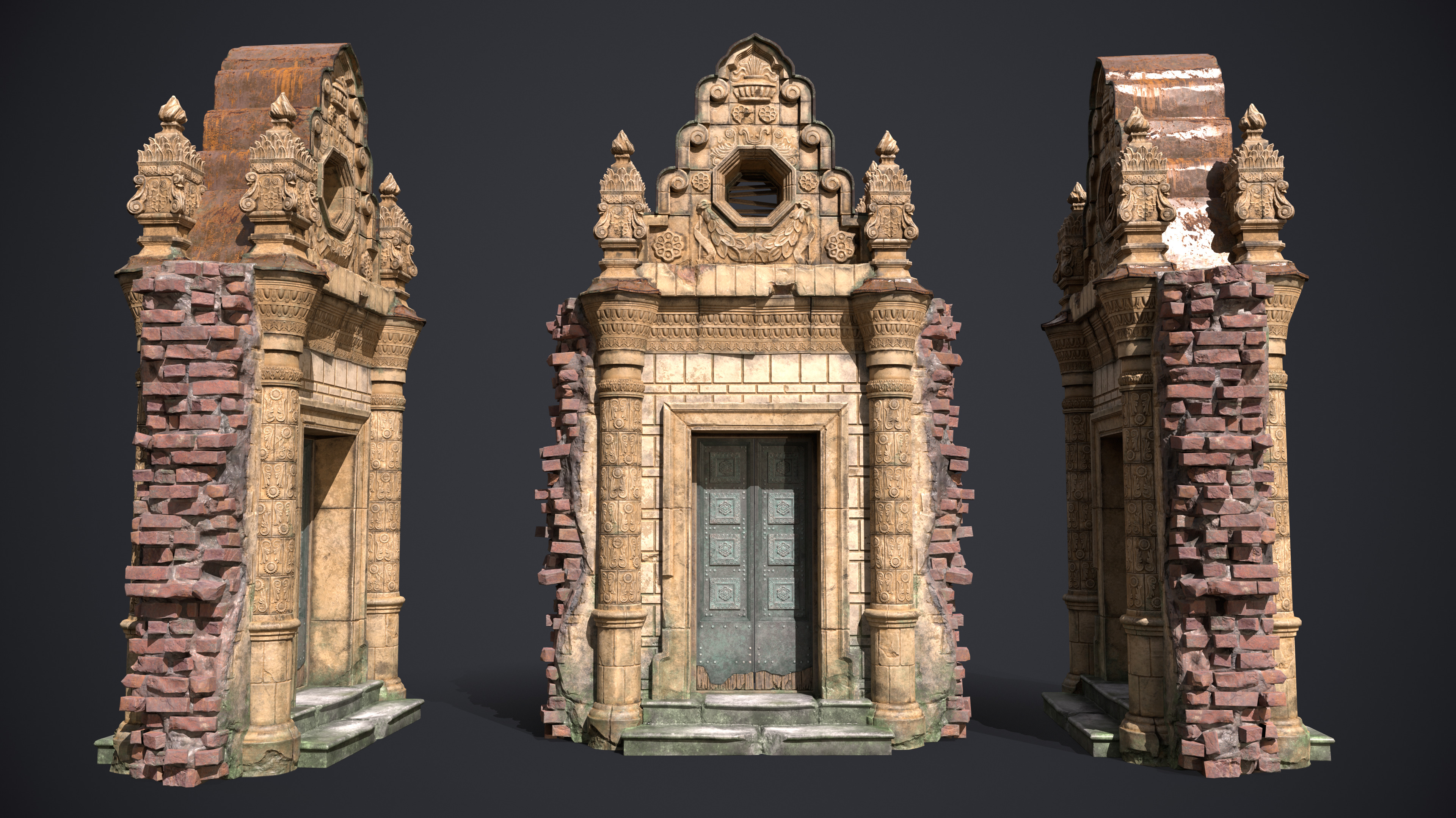 Old Door Portal Low-poly 3D model_3