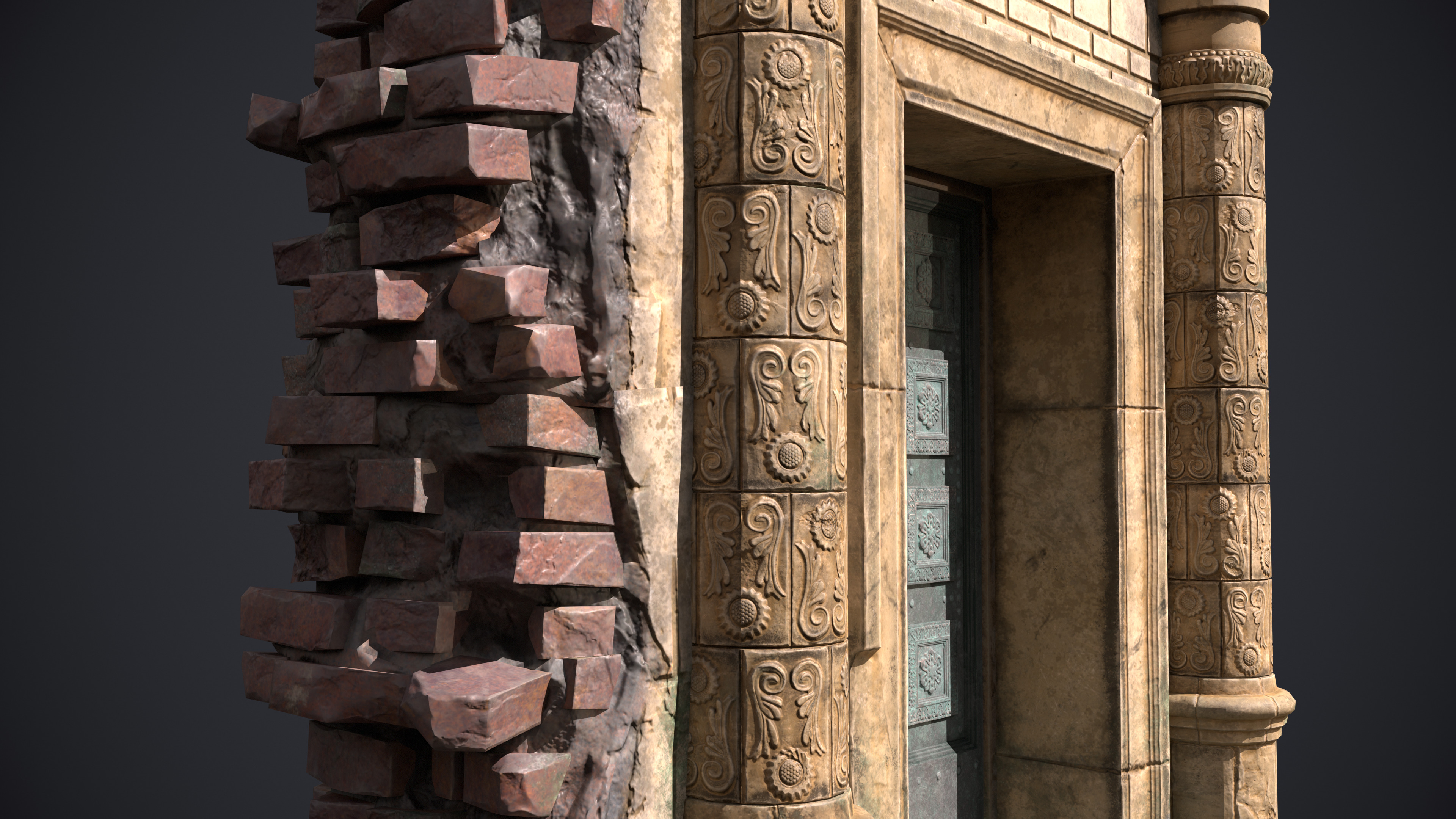 Old Door Portal Low-poly 3D model_8