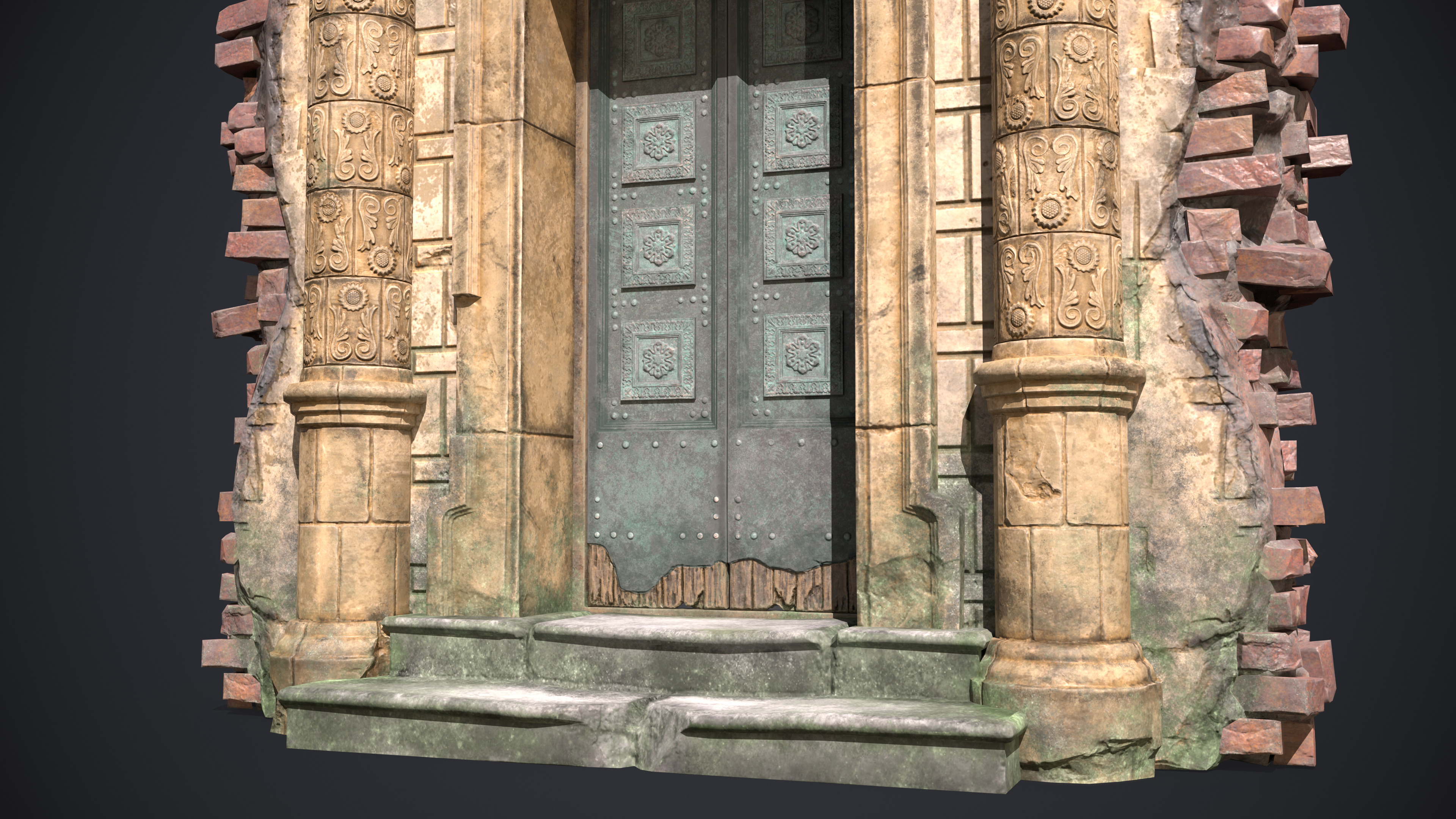 Old Door Portal Low-poly 3D model_6