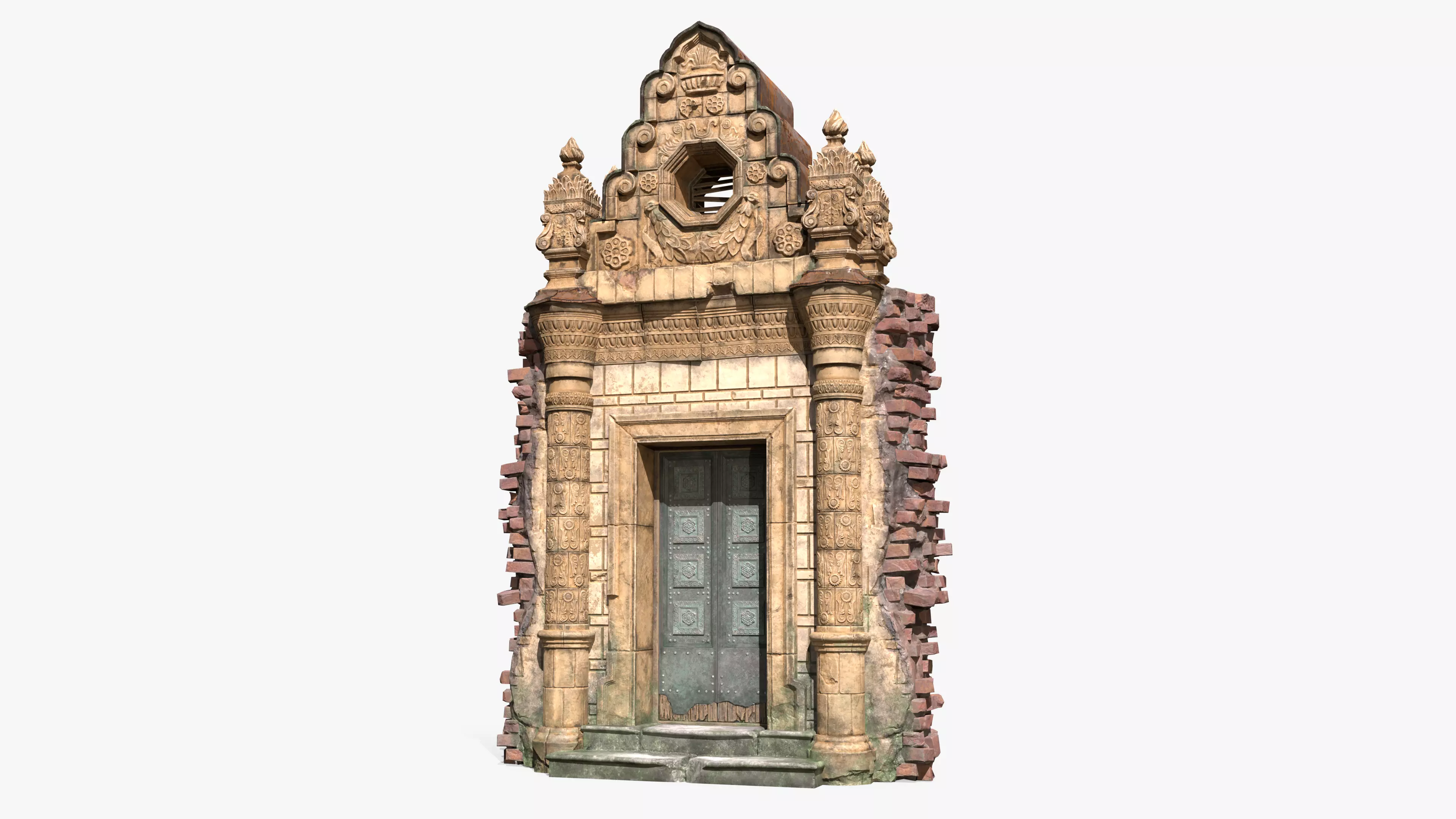 Old Door Portal Low-poly 3D model_0