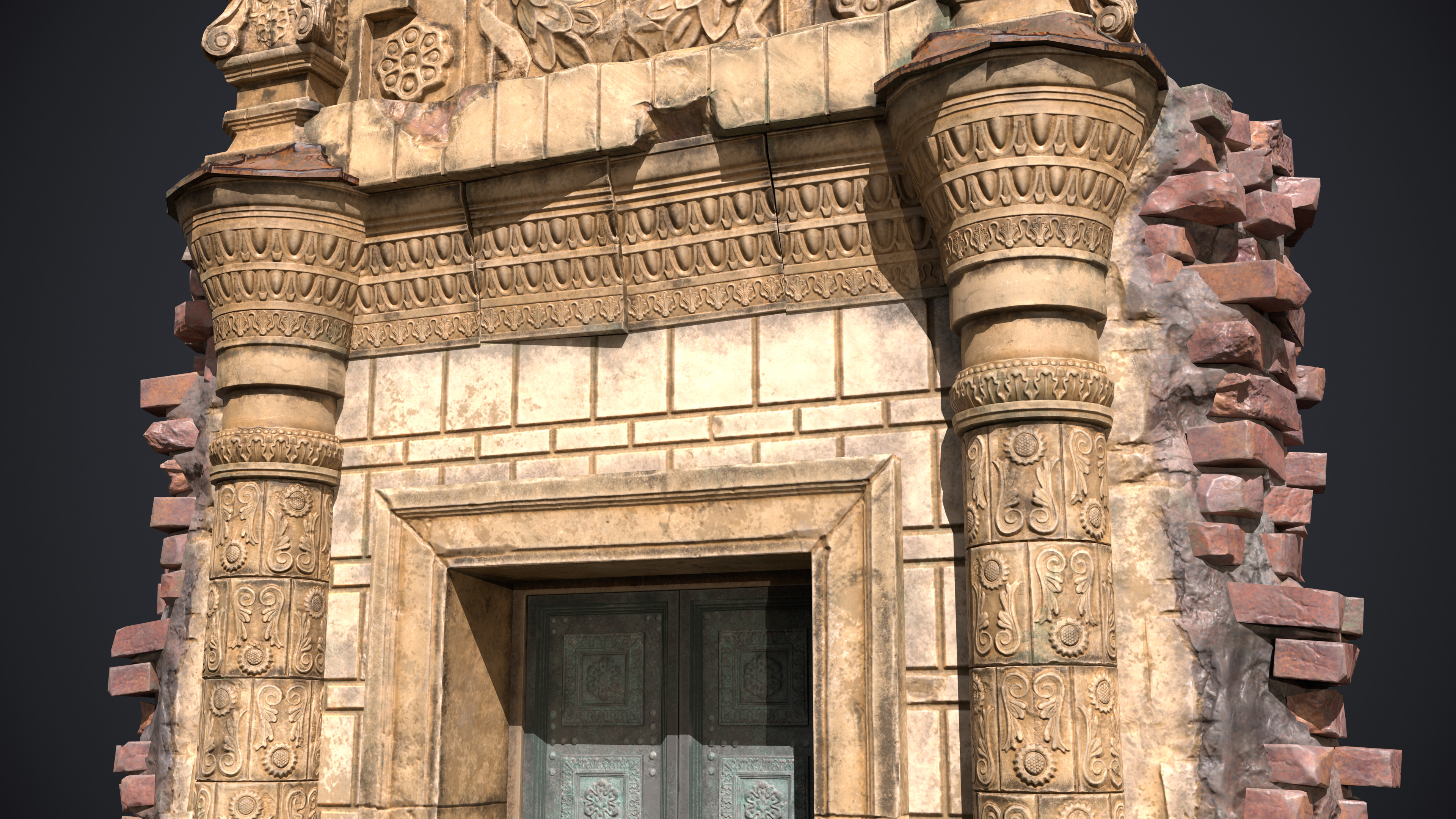 Old Door Portal Low-poly 3D model_5