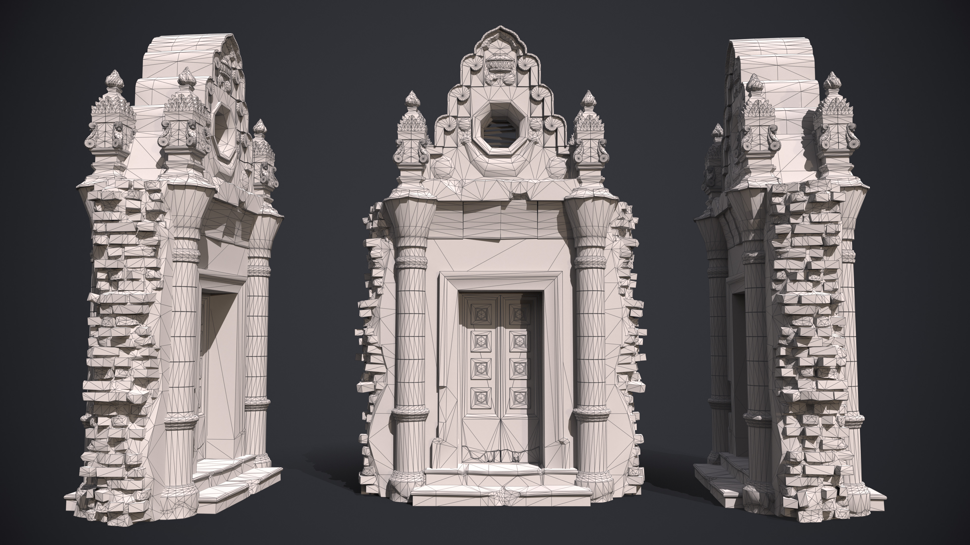 Old Door Portal Low-poly 3D model_10
