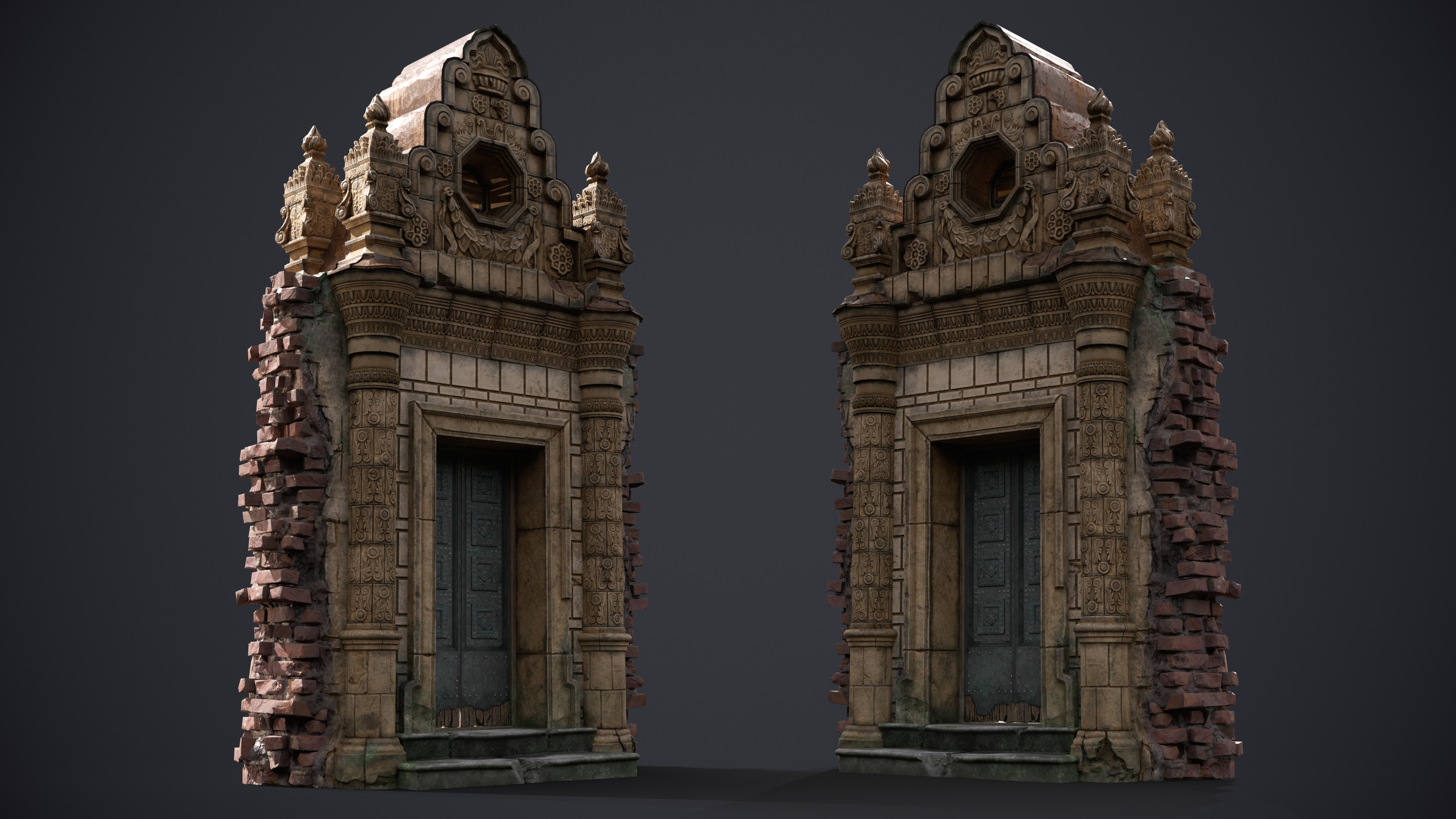 Old Door Portal Low-poly 3D model_2