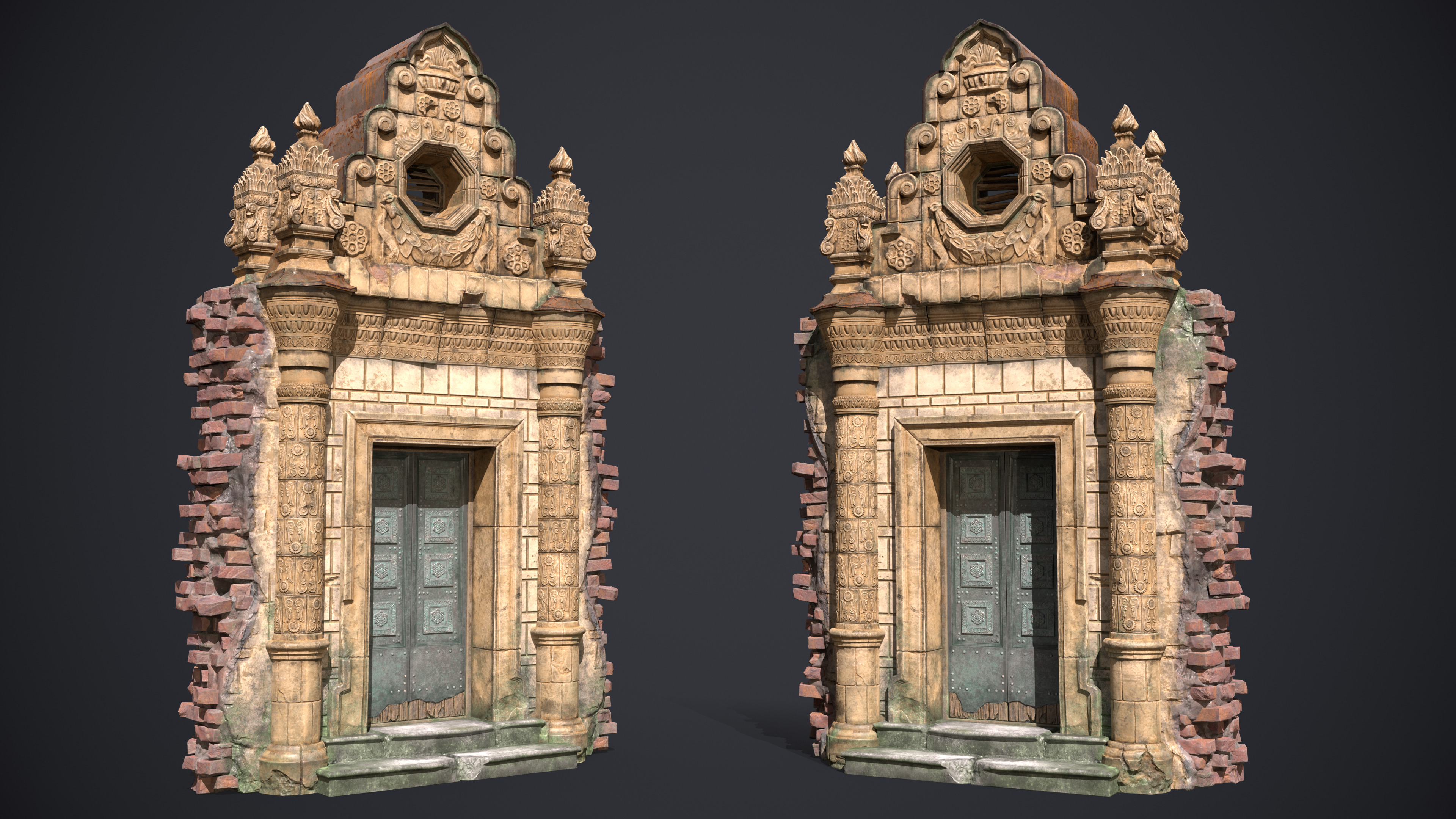 Old Door Portal Low-poly 3D model_1
