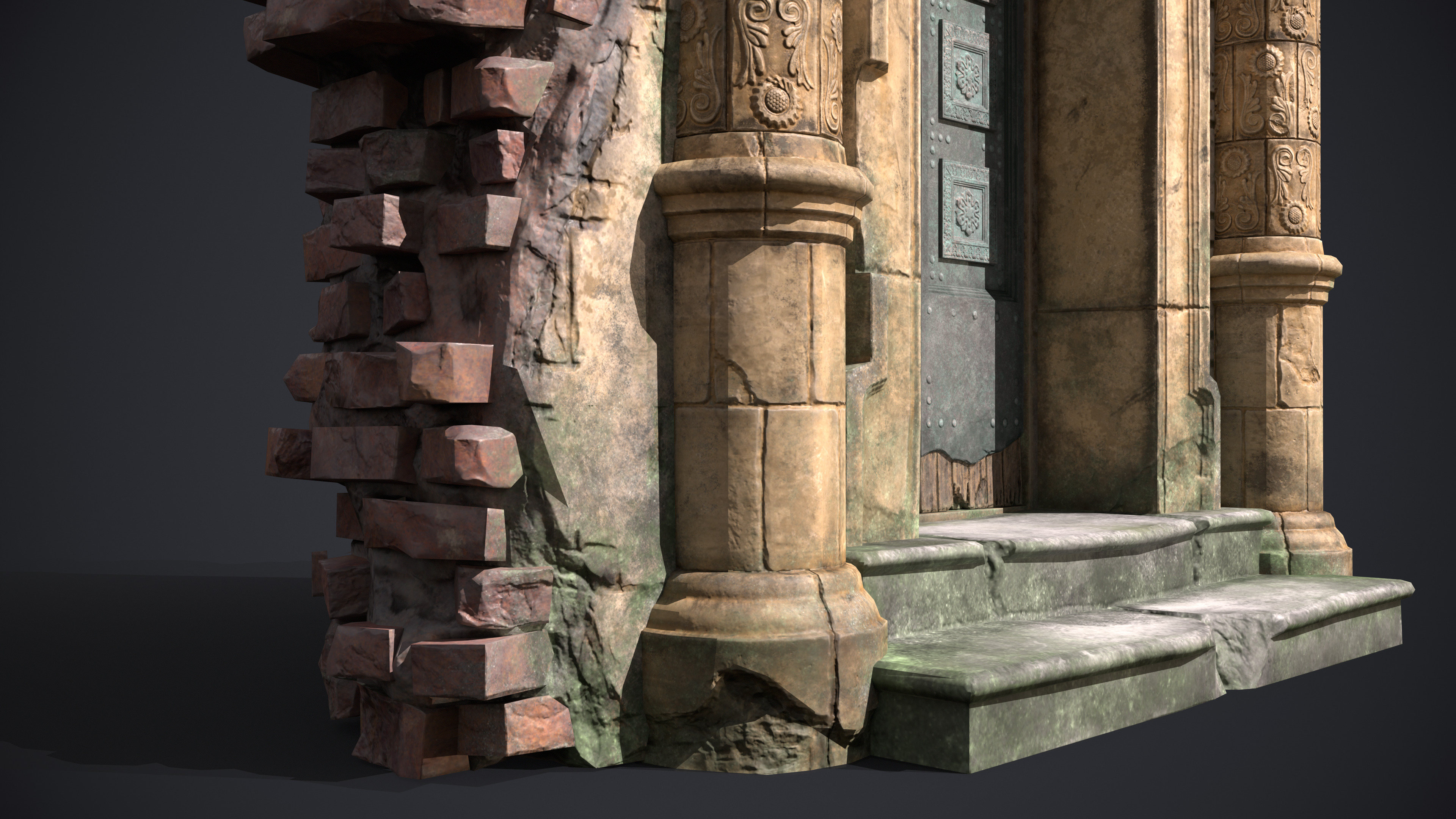 Old Door Portal Low-poly 3D model_7