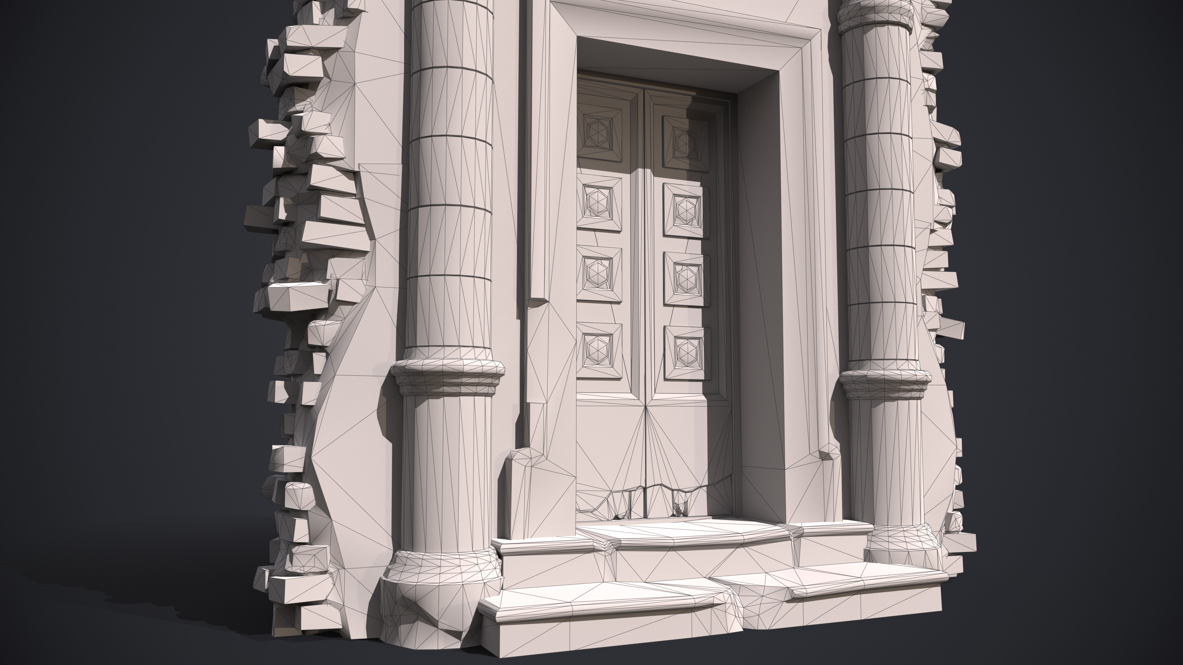Old Door Portal Low-poly 3D model_12