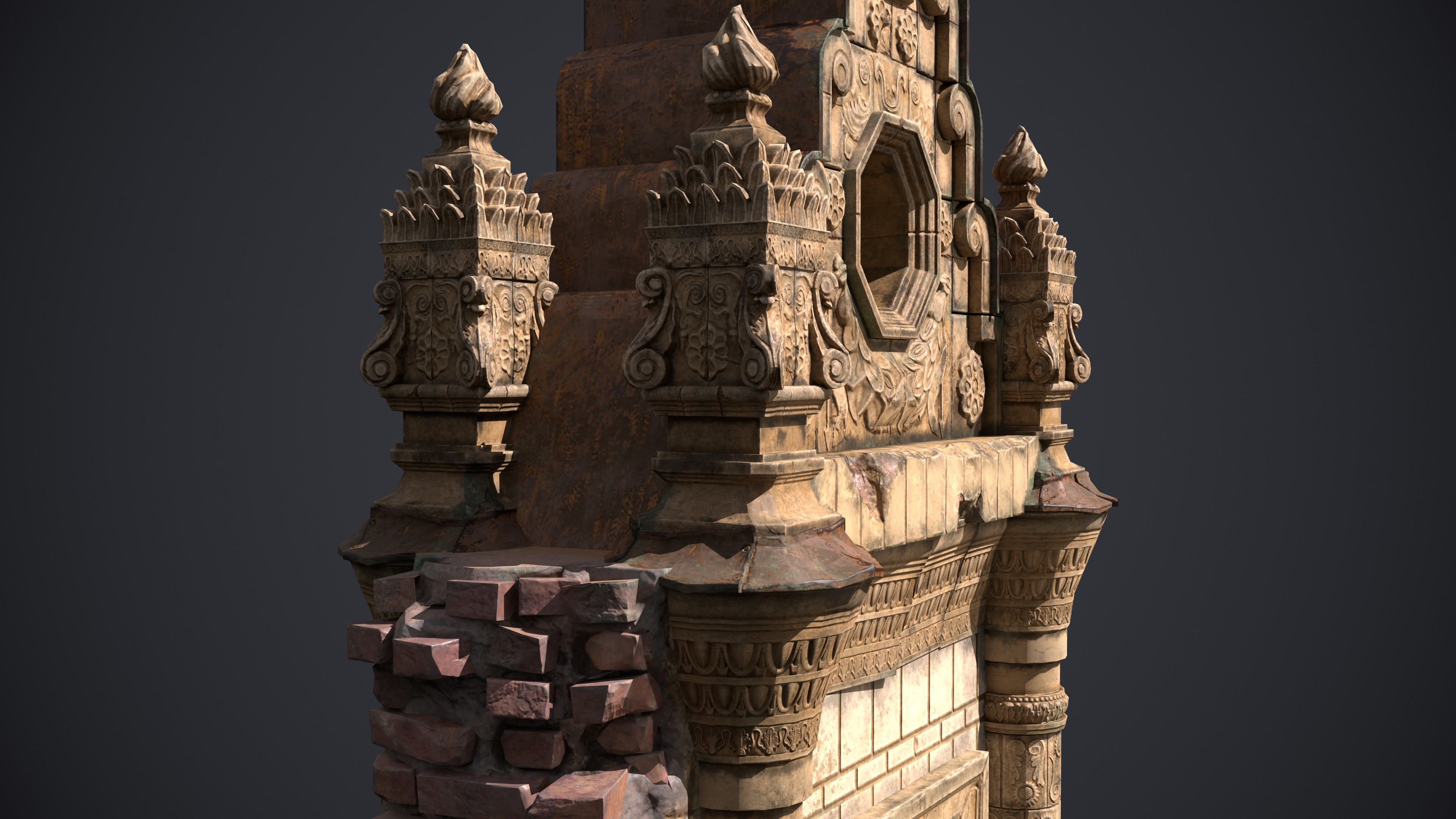 Old Door Portal Low-poly 3D model_9