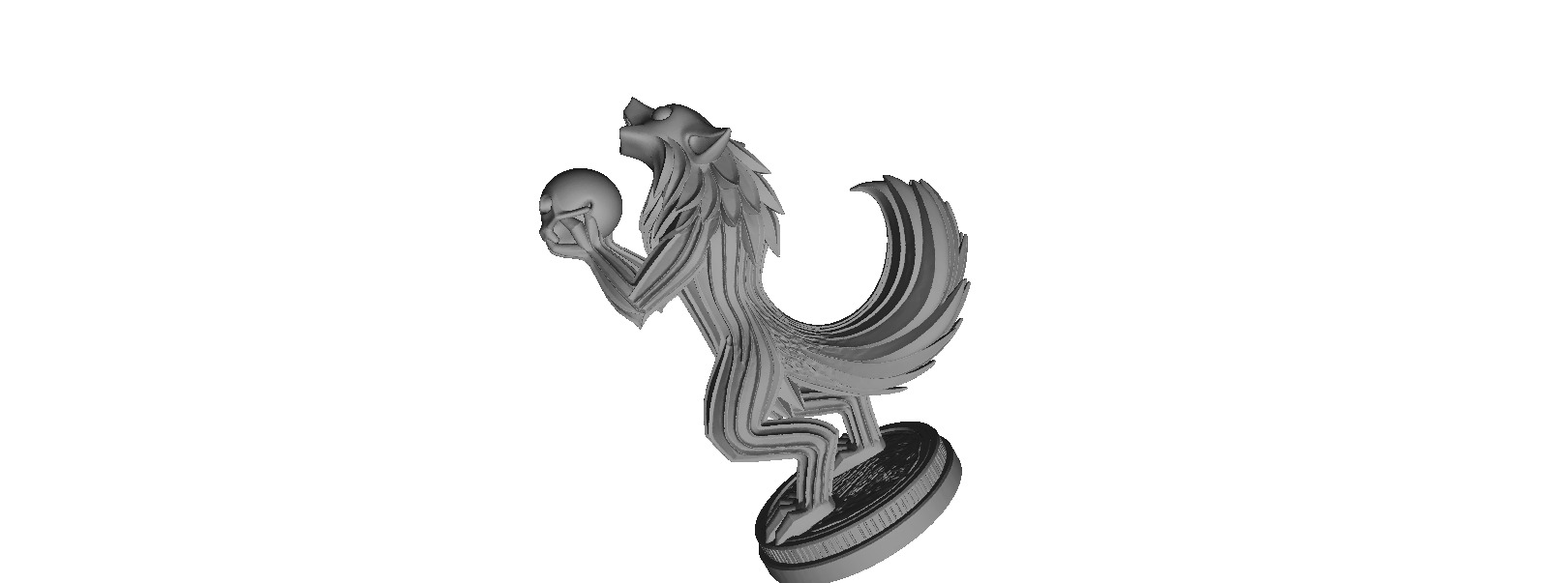 607 Totemic  Werewolf Howling with Skull  3D Model 3D print model_4