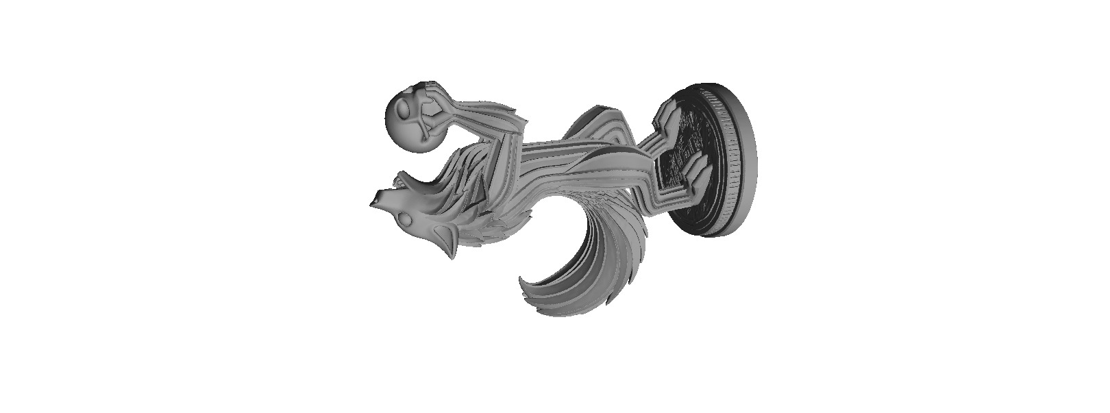 607 Totemic  Werewolf Howling with Skull  3D Model 3D print model_7