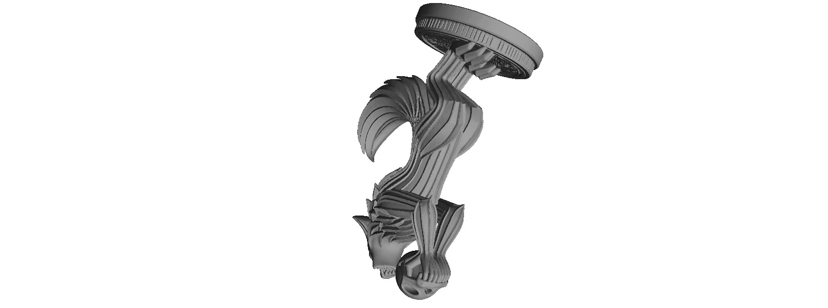 607 Totemic  Werewolf Howling with Skull  3D Model 3D print model_5