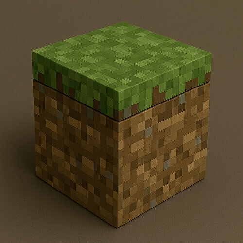 Minecraft Grass Block Storage Box 3D Printable  Low-poly 3D print model