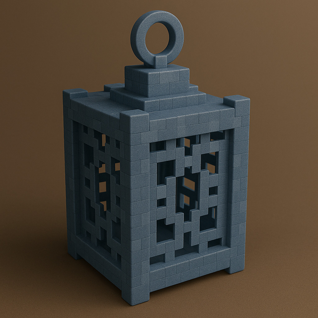 Minecraft-Style Pixel Lantern 3D Printable 3D print model_2