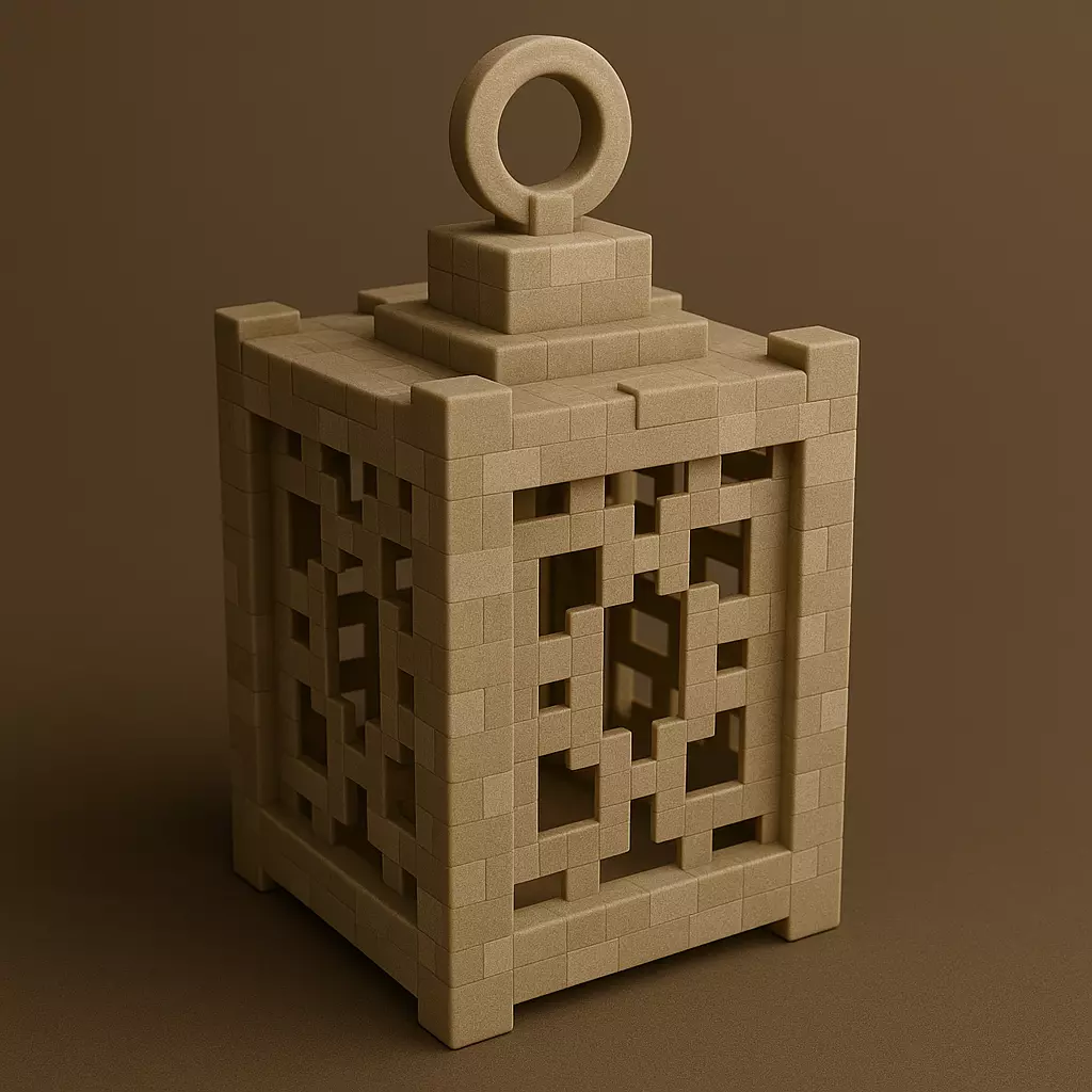 Minecraft-Style Pixel Lantern 3D Printable 3D print model_0