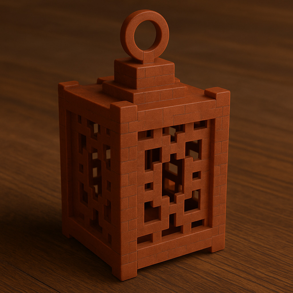 Minecraft-Style Pixel Lantern 3D Printable 3D print model_1