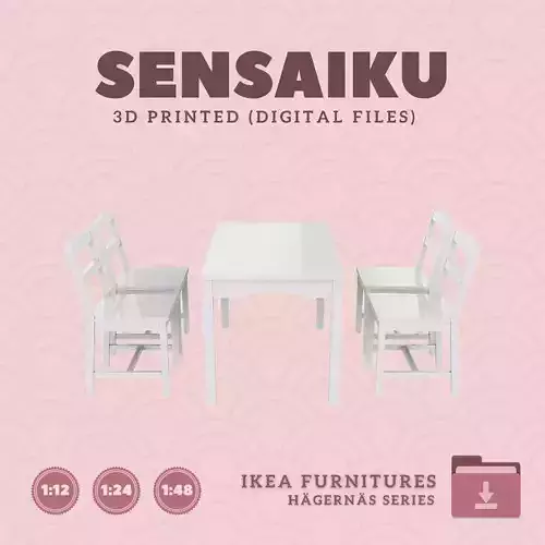 3 HAGERNAS  Table and Chairs for Dollhouse - IKEA - 3D Print