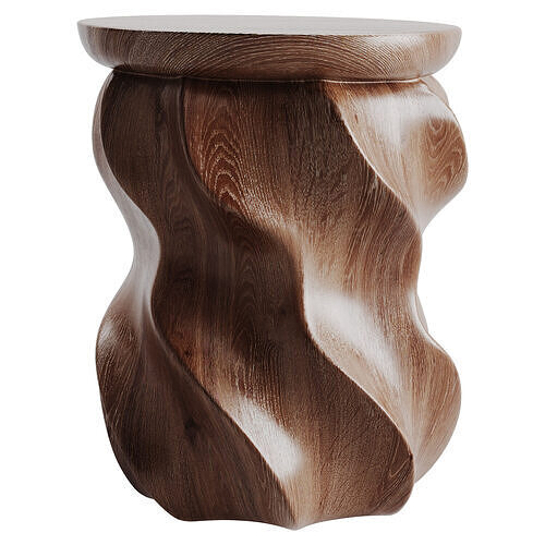 Wood Stool Low-poly 3D model