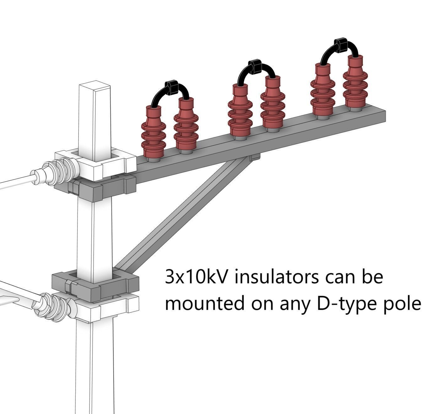 H0 scale Catenery Concrete Poles set type D1 to D4 - FDM 3D print model_7