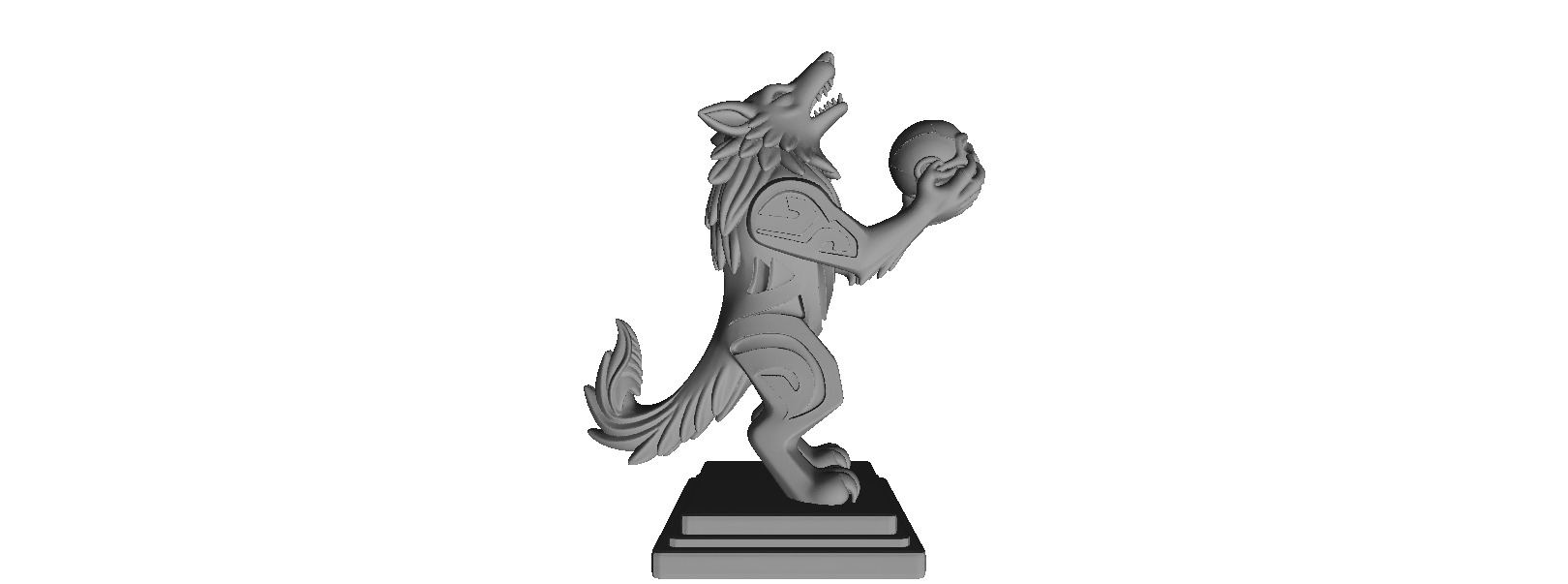 608 Totemic Werewolf Howling with Skull 3D Model 3D print model_1