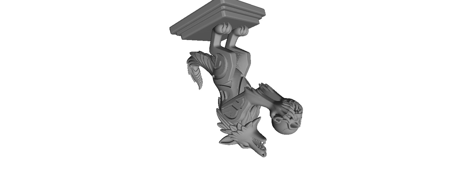 608 Totemic Werewolf Howling with Skull 3D Model 3D print model_8