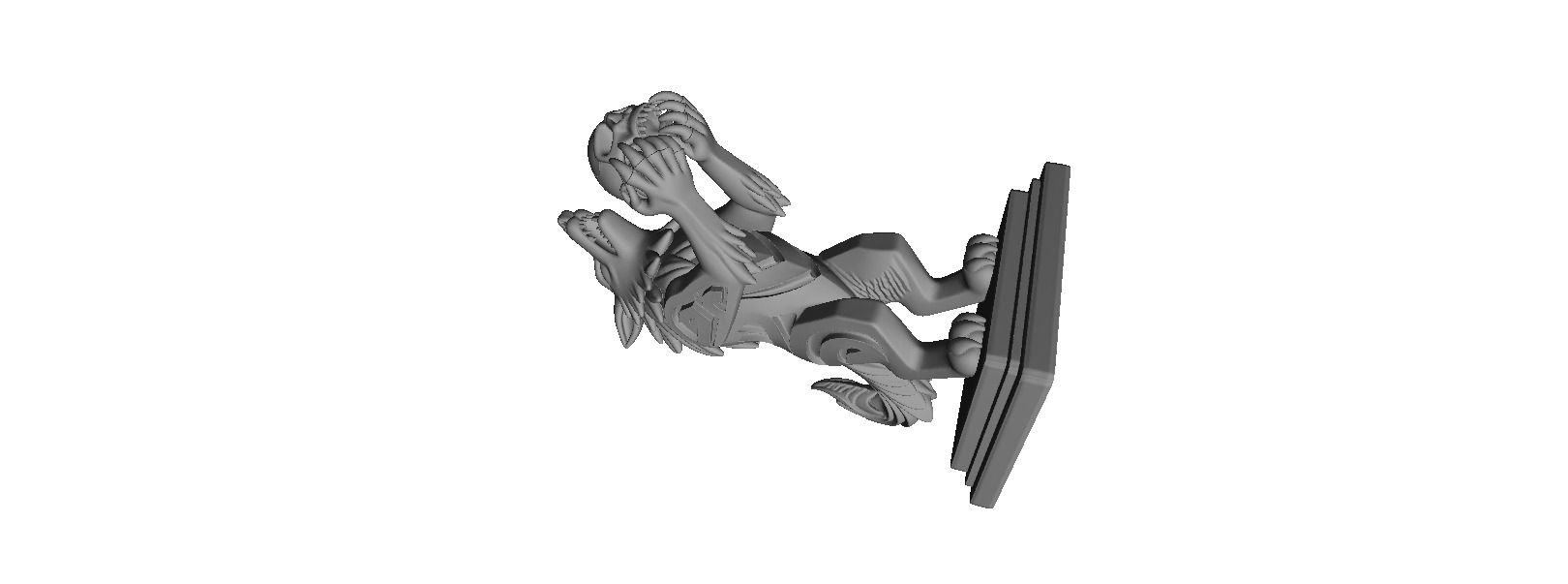 608 Totemic Werewolf Howling with Skull 3D Model 3D print model_7