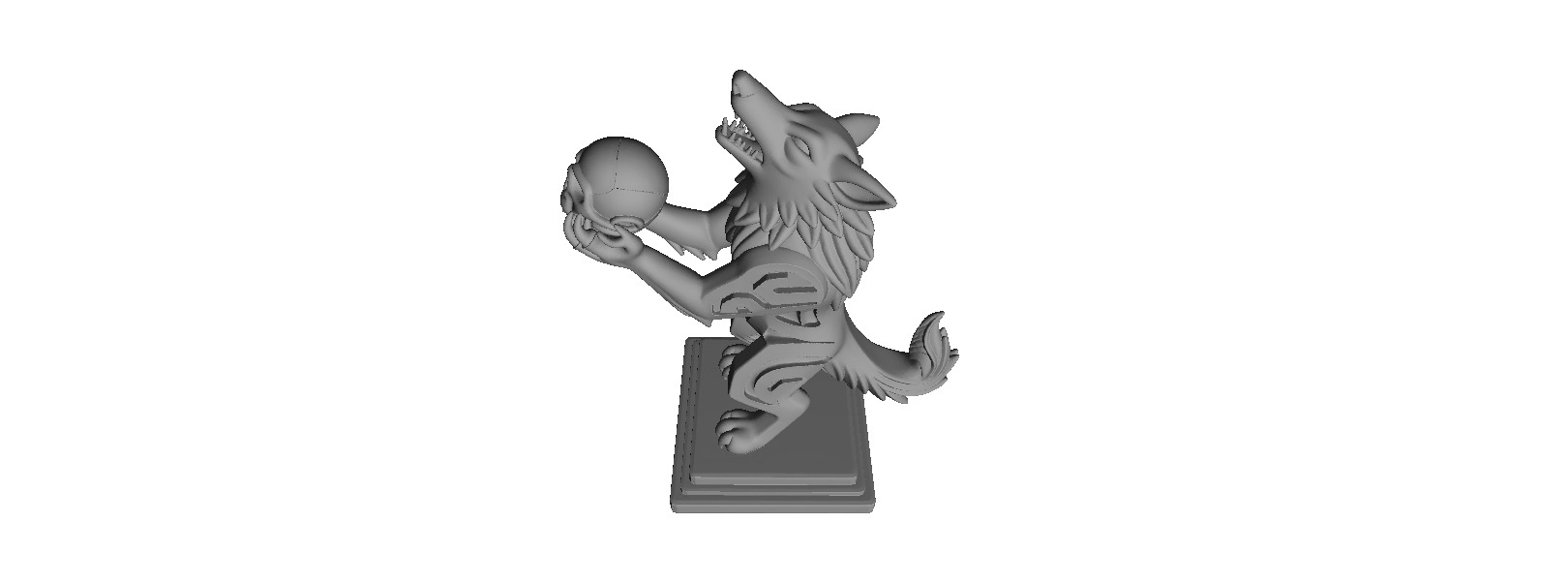 608 Totemic Werewolf Howling with Skull 3D Model 3D print model_3