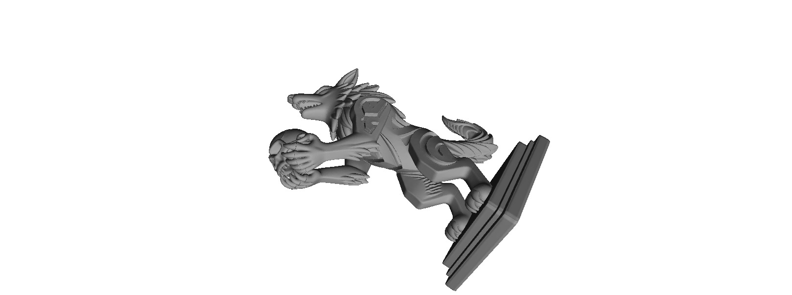 608 Totemic Werewolf Howling with Skull 3D Model 3D print model_6