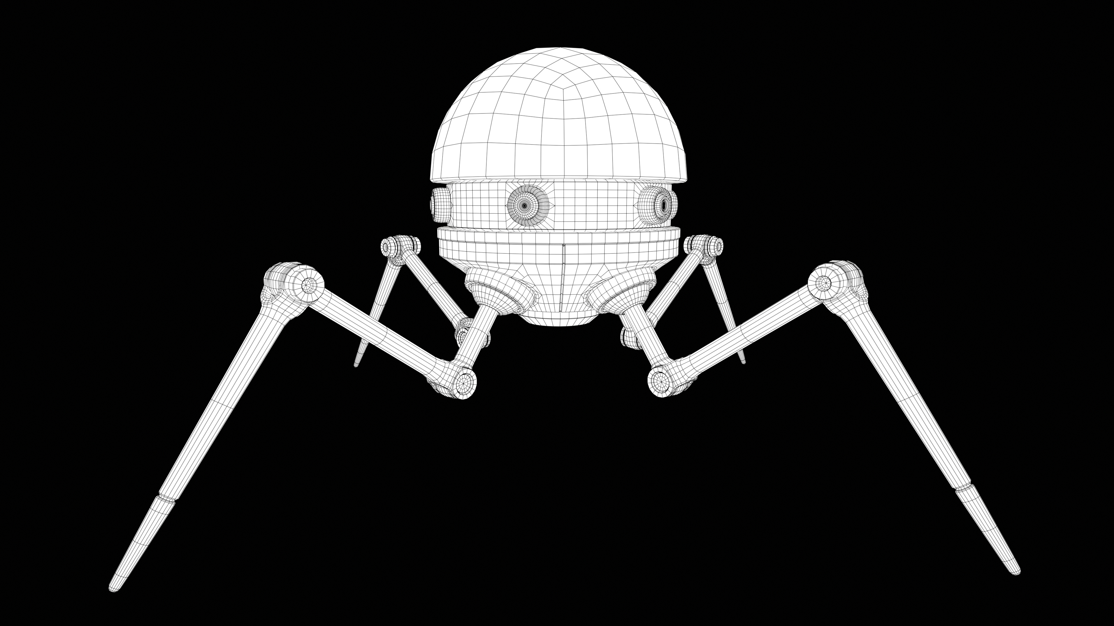 Lowpoly Four legged mech RIGGED Low-poly 3D model_10