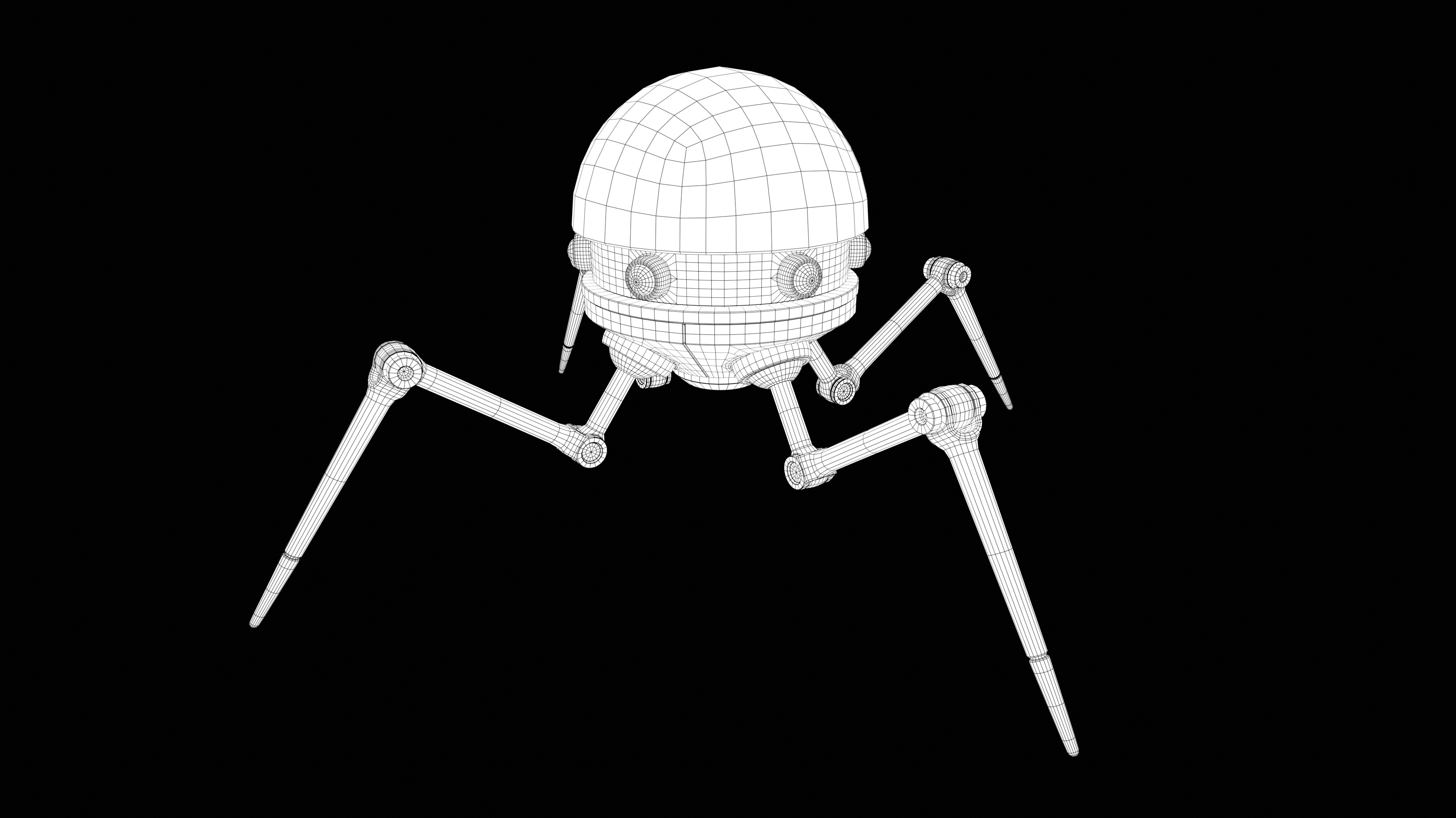 Lowpoly Four legged mech RIGGED Low-poly 3D model_8