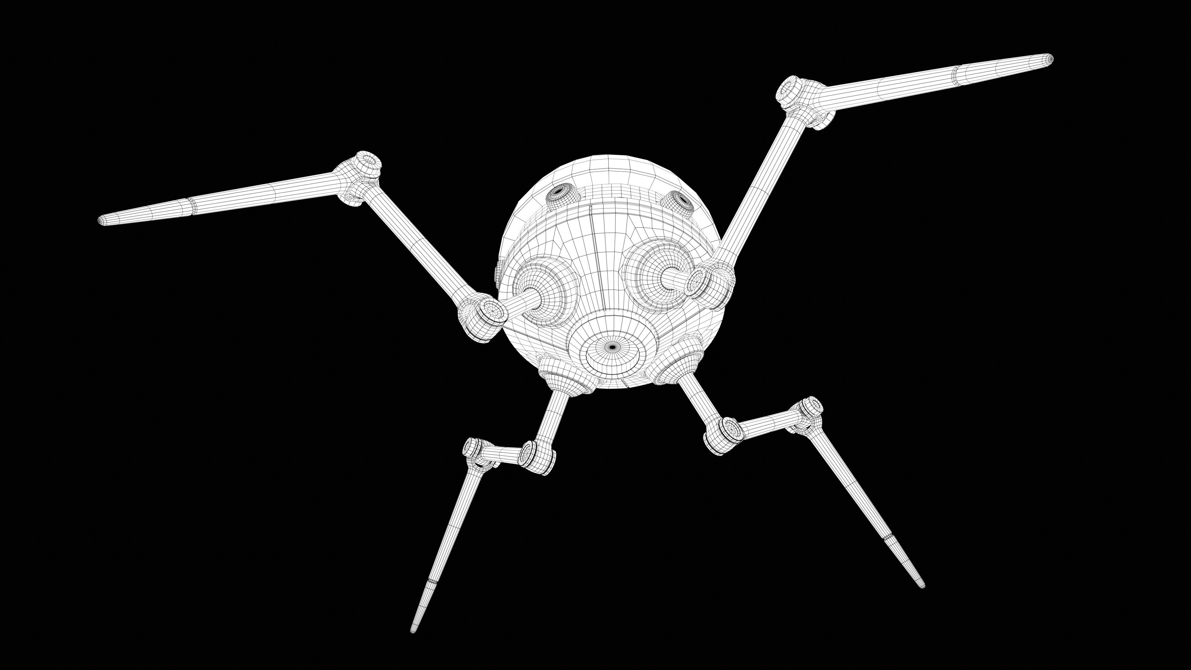 Lowpoly Four legged mech RIGGED Low-poly 3D model_14