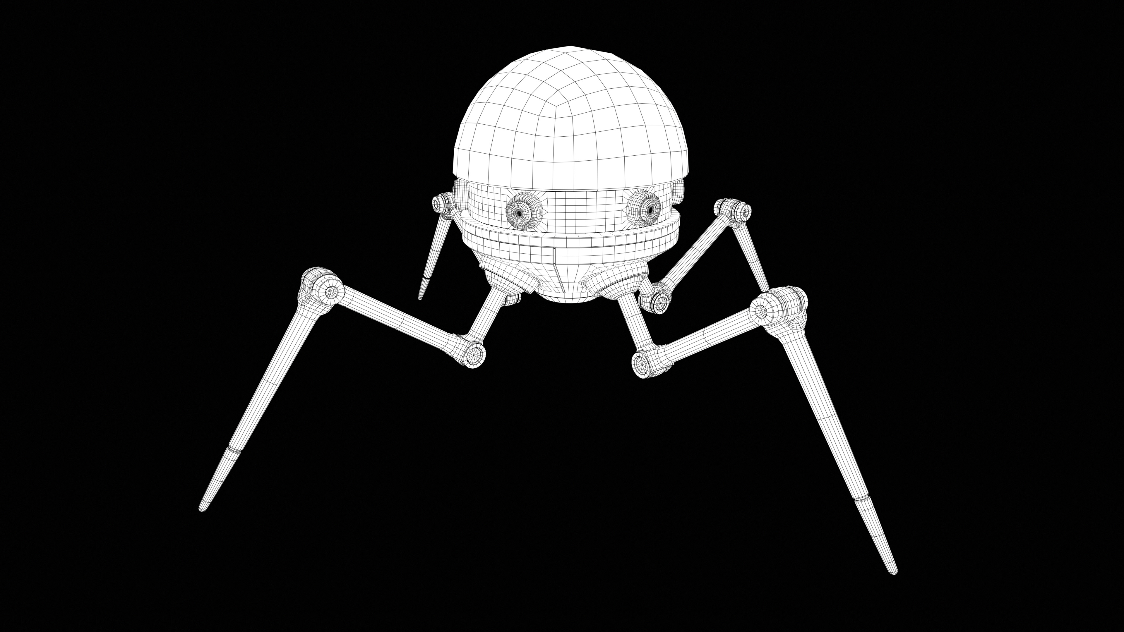 Lowpoly Four legged mech RIGGED Low-poly 3D model_11