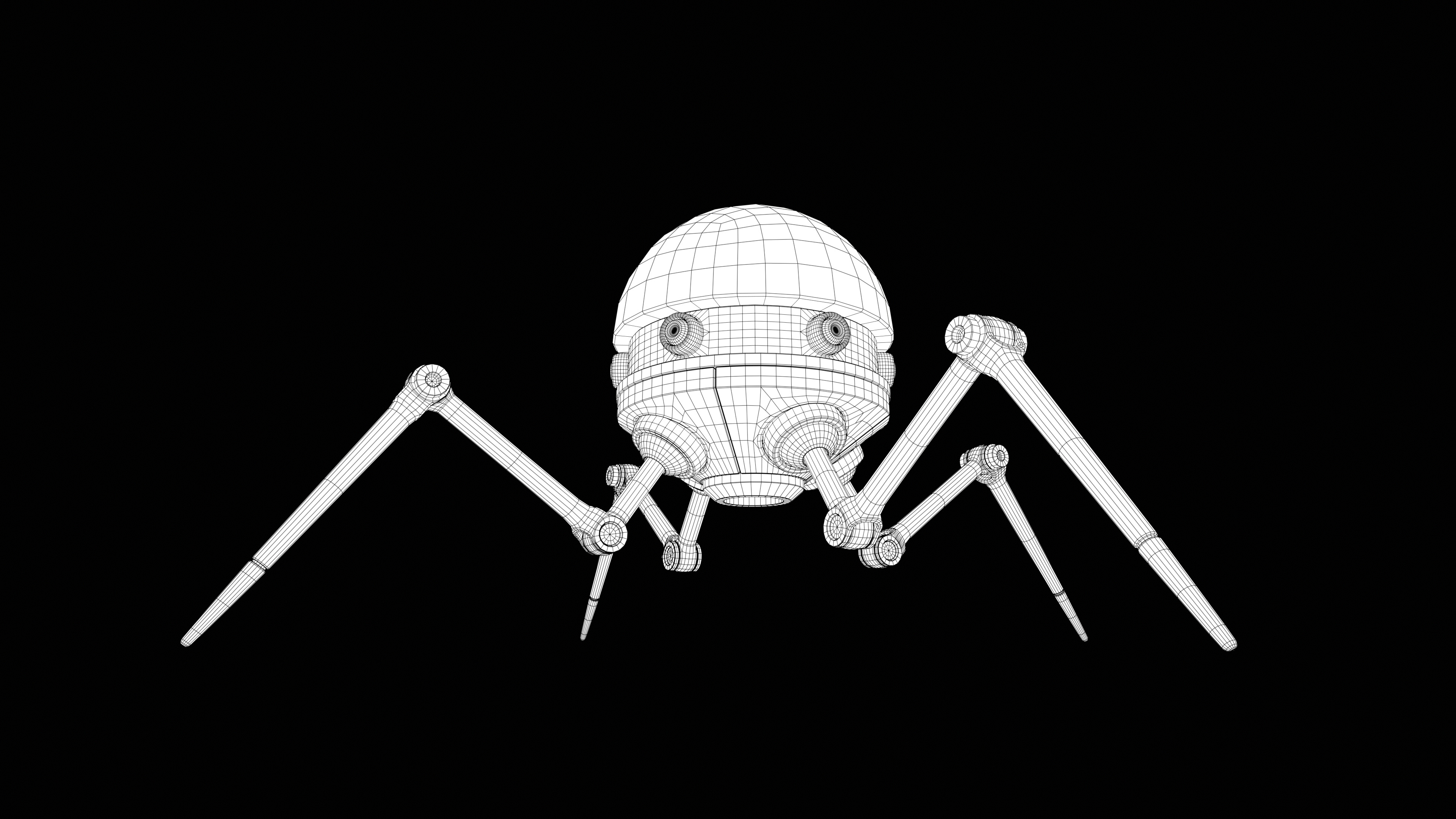 Lowpoly Four legged mech RIGGED Low-poly 3D model_13