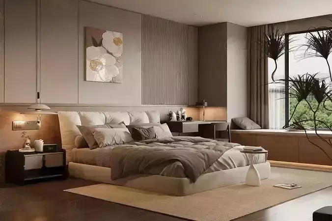 Modern Style Interior Bedroom 3D Scene 570 CORONA
