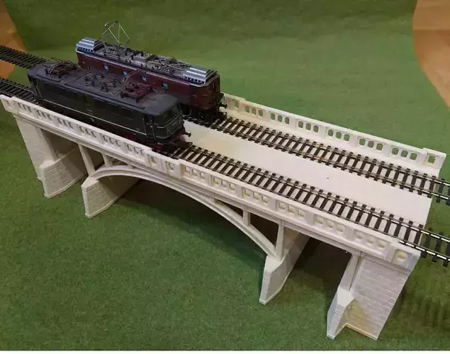 H0 scale Concrete Double-track Railway bridge - FDM