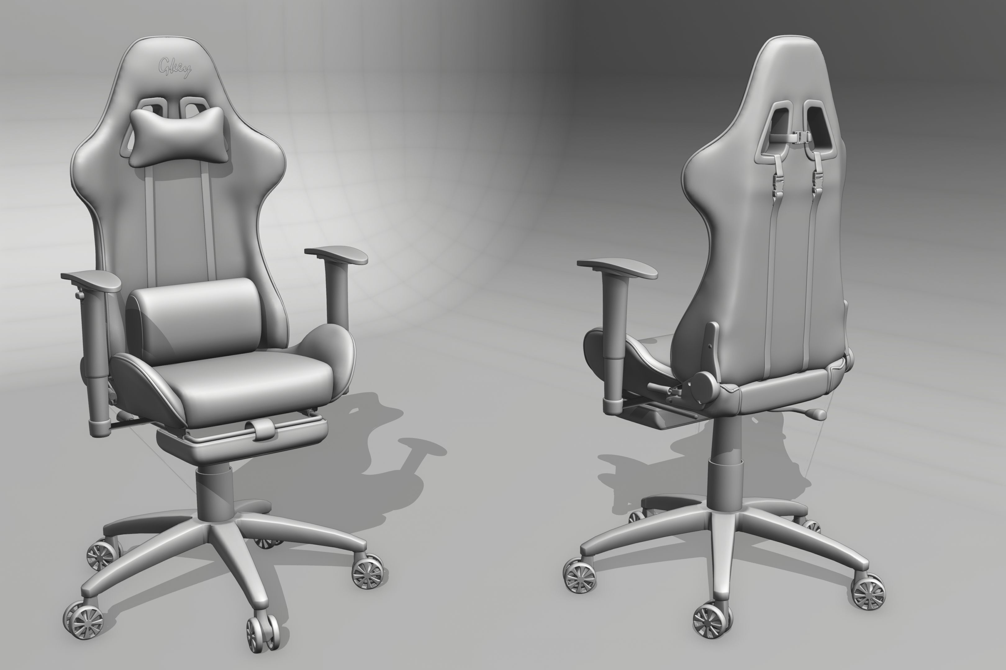 Ergonomic Gaming Chair  Low-poly 3D model_3